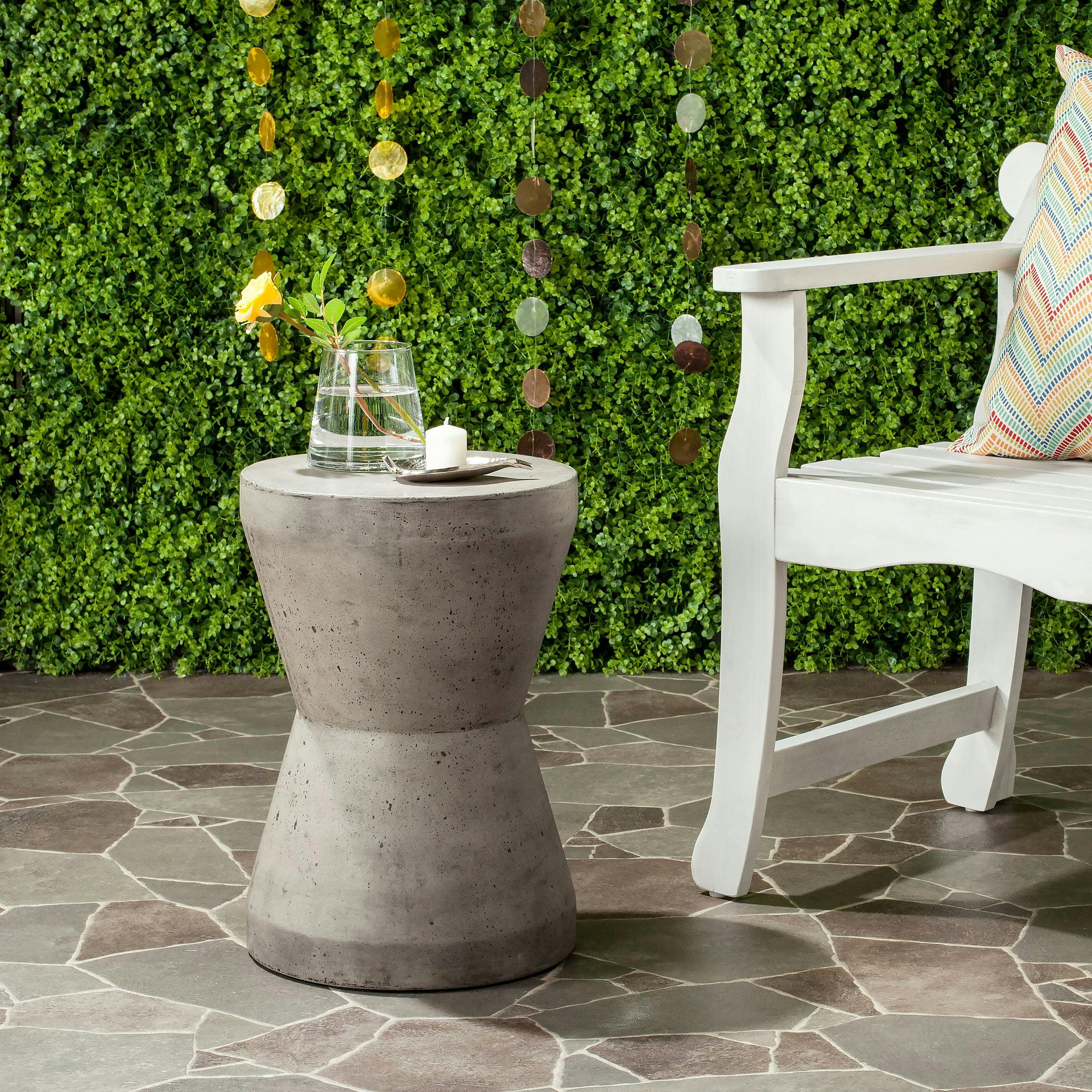 Transitional Round Acrylic Side Table in Dark Grey