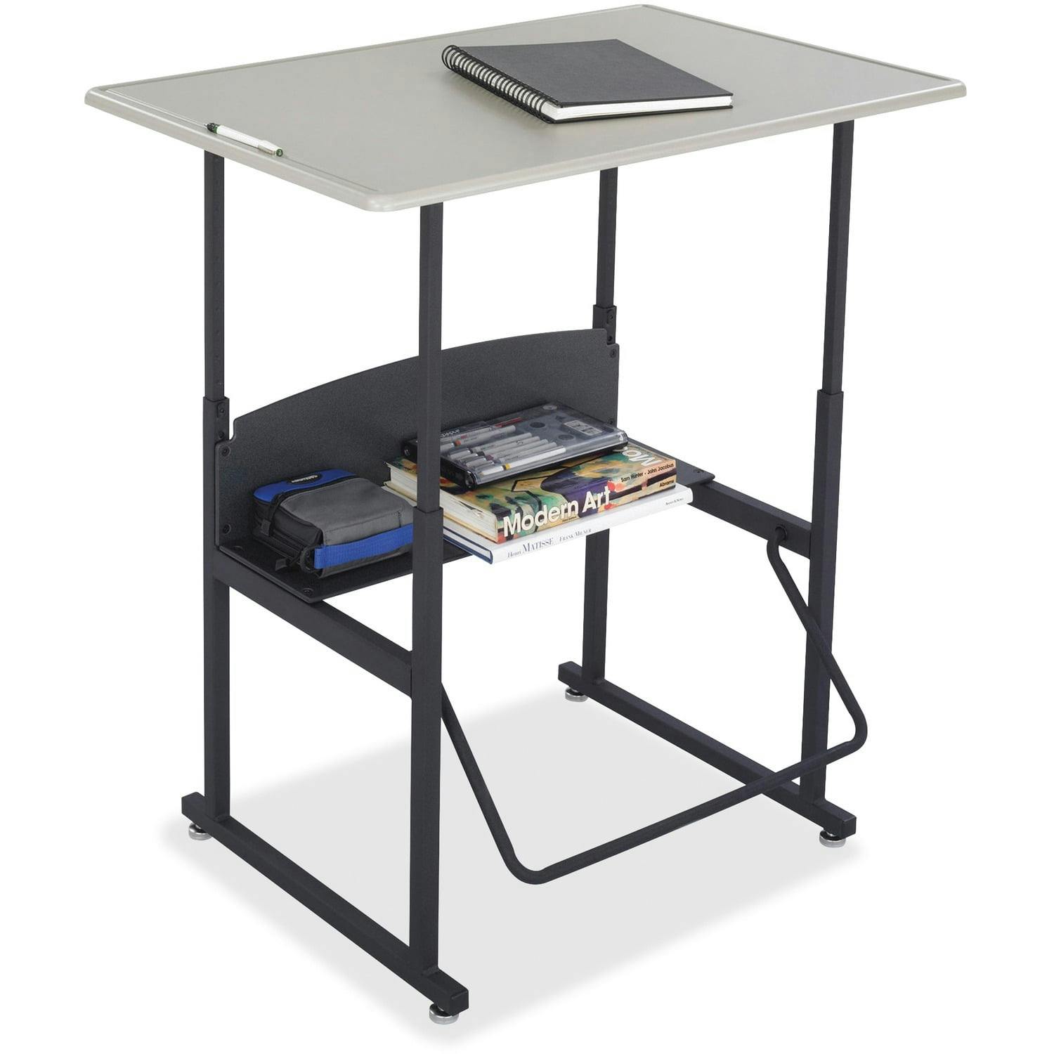 ErgoActive Black Steel Adjustable Height Standing Desk with Pendulum Footrest