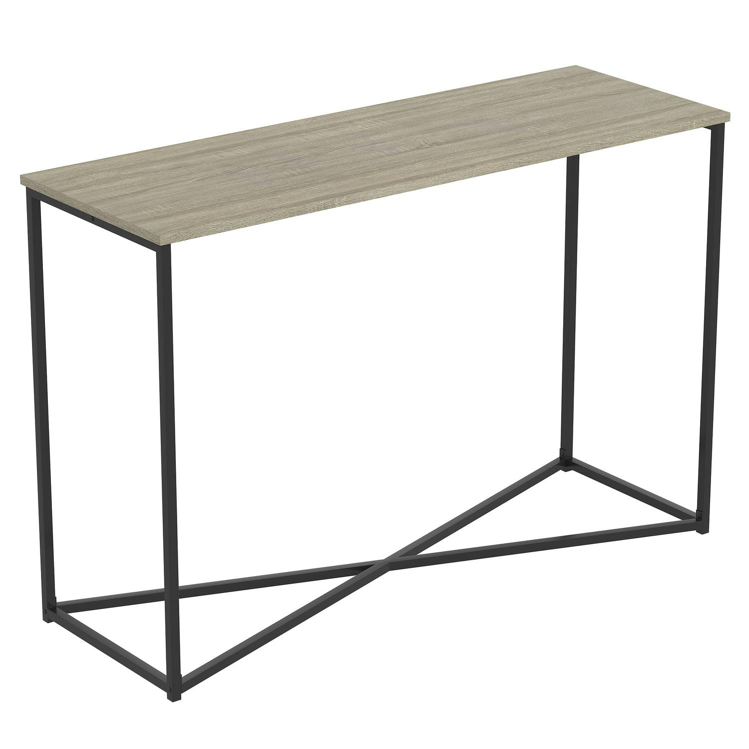 Modern Black and Dark Taupe Engineered Wood Console Table with Sled Base