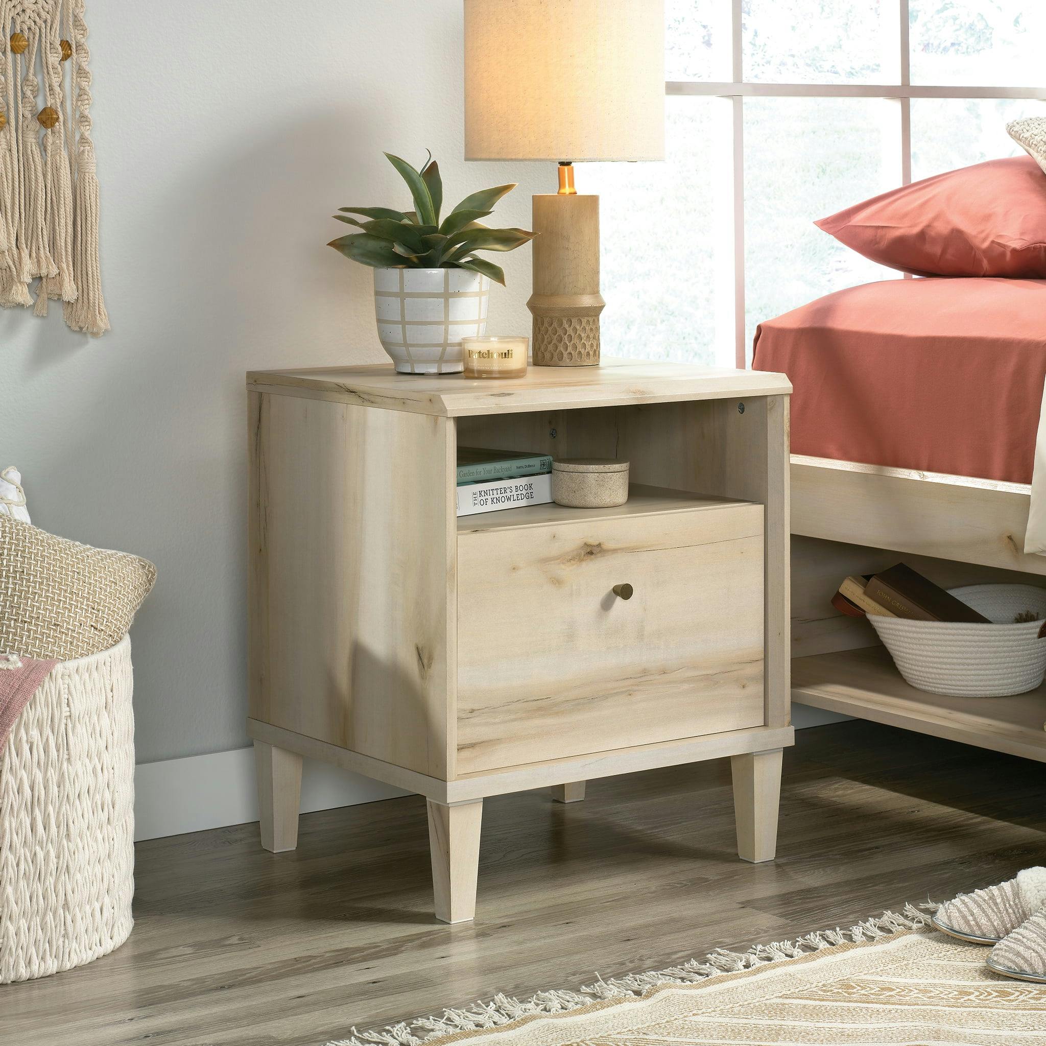 Pacific Maple Modern 1-Drawer Nightstand with Open Shelf