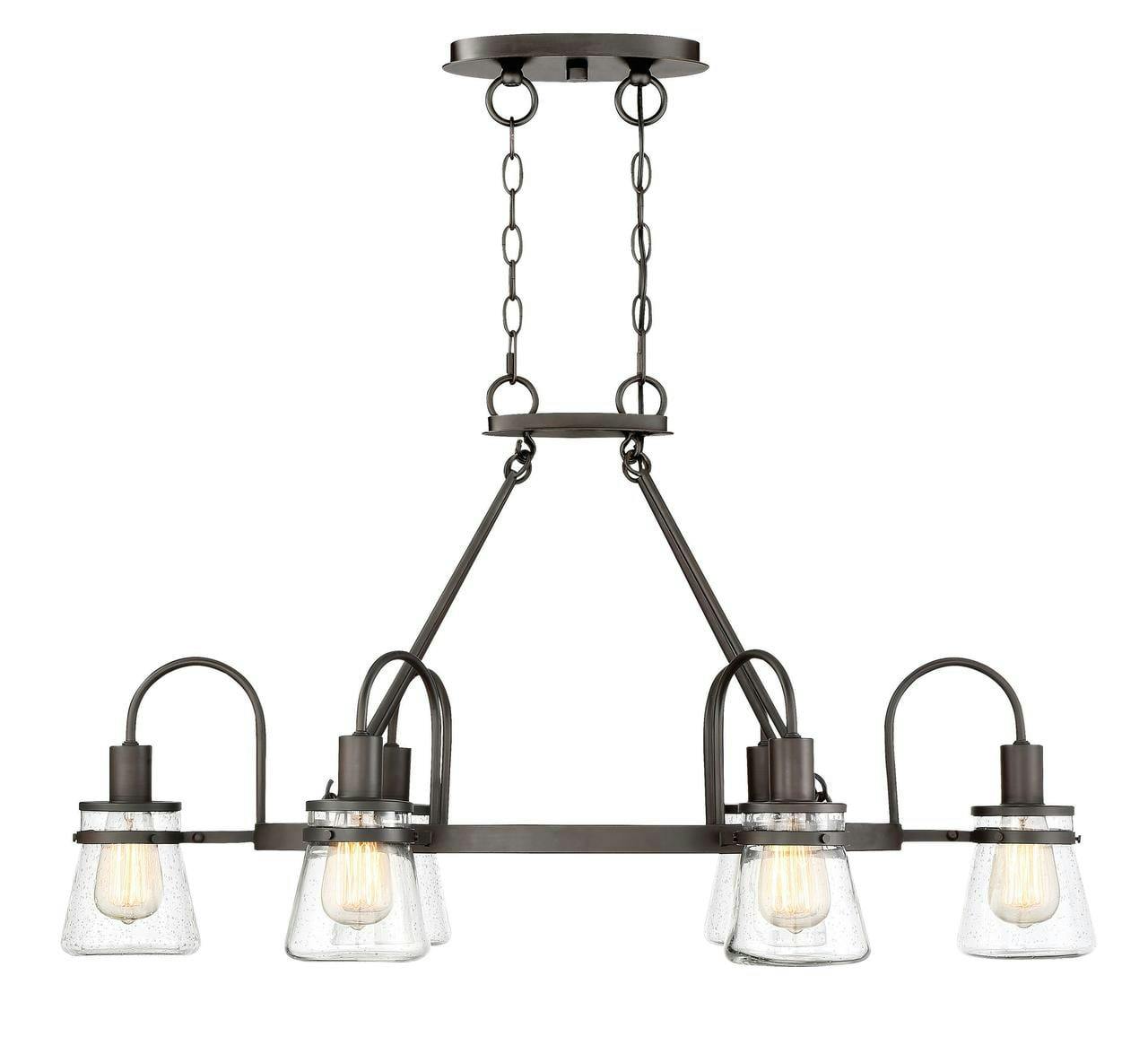 Portsmouth English Bronze 6-Light Outdoor Chandelier with Clear Seeded Glass