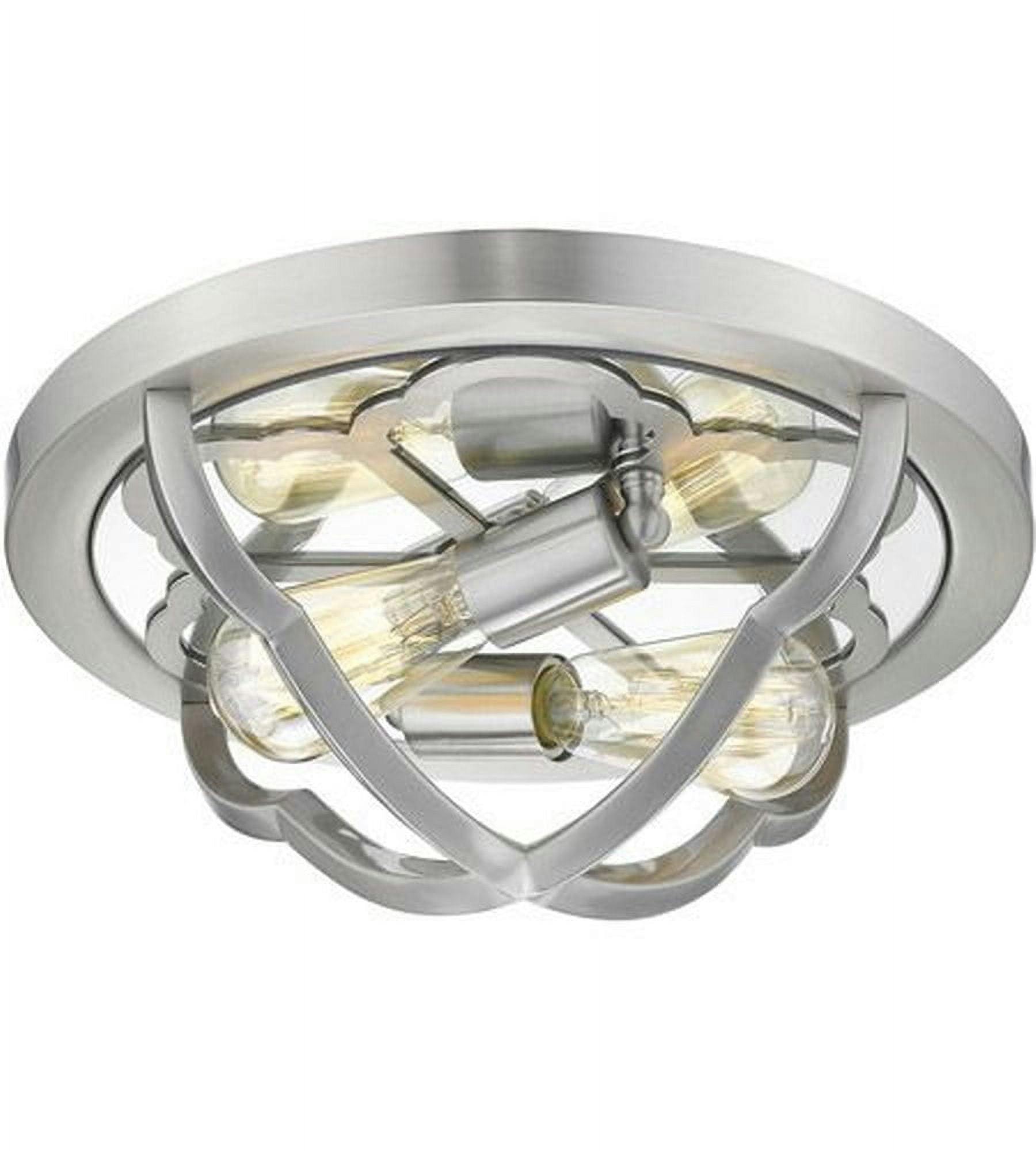 Saxon Castle-Inspired Pewter Flush Mount with Mirror Glass