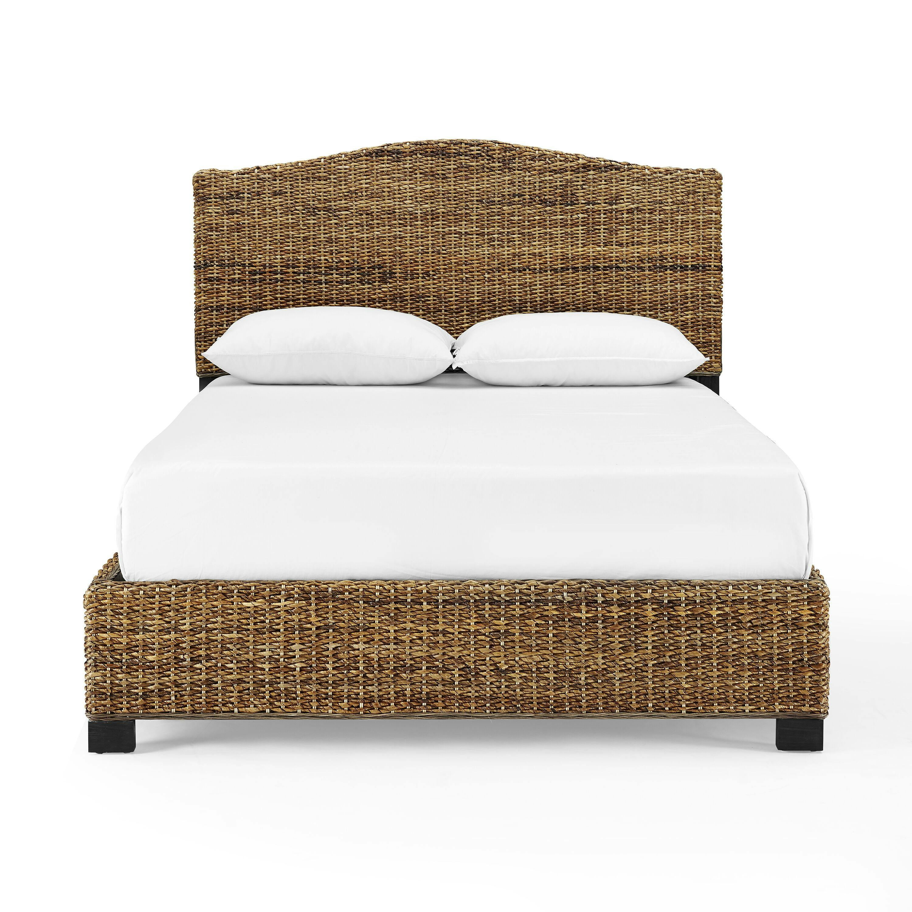 Serena Coastal Queen Bed with Natural Banana Leaf Weave