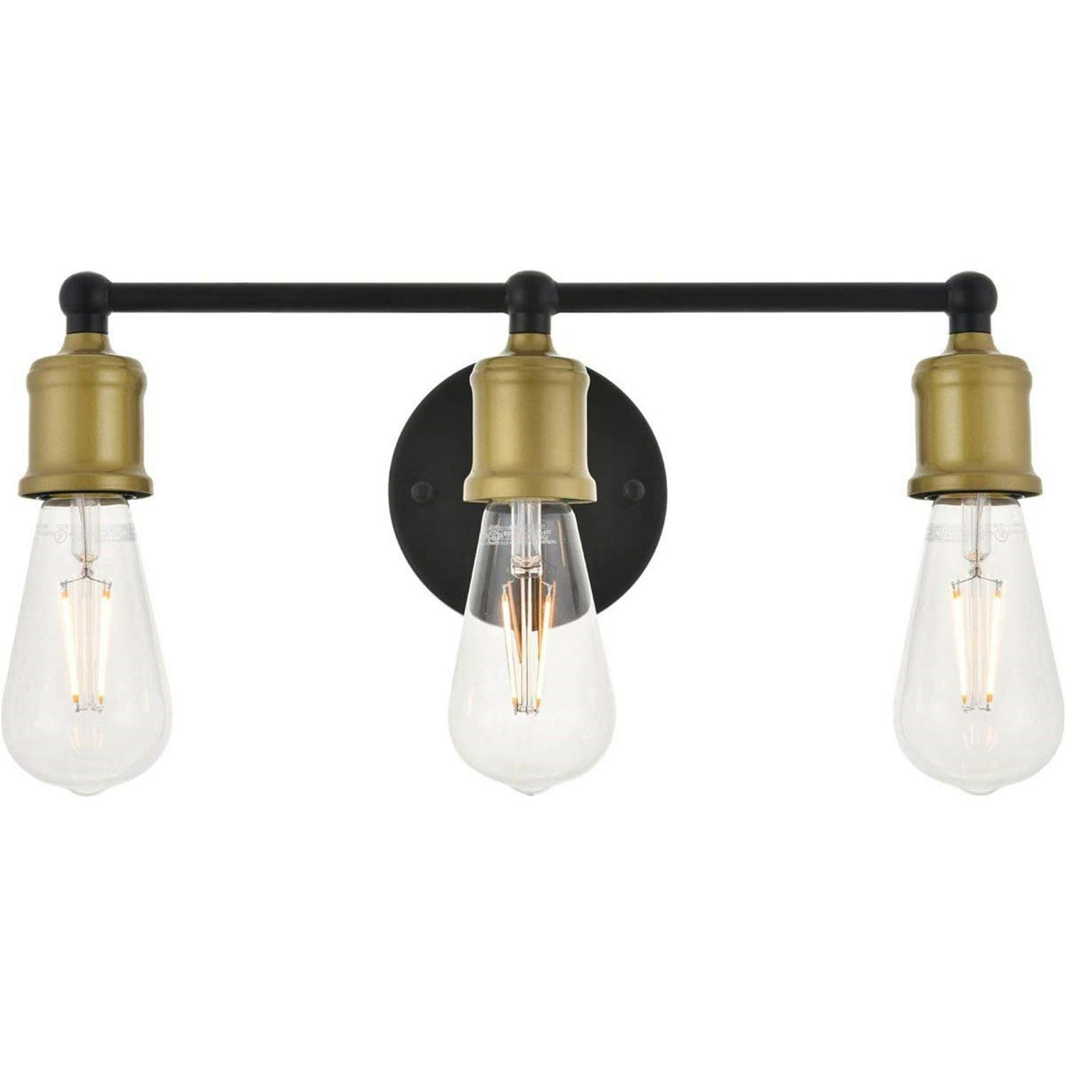 Serif Contemporary Brass and Black 3-Light Wall Sconce