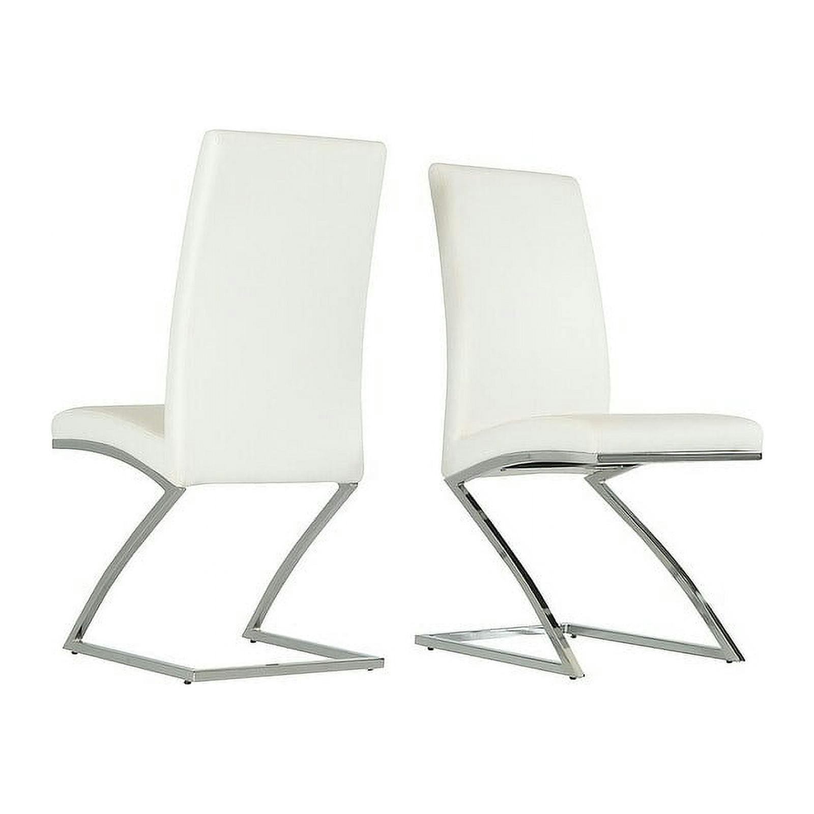 Z-Base White Faux Leather & Chrome Dining Chair Set