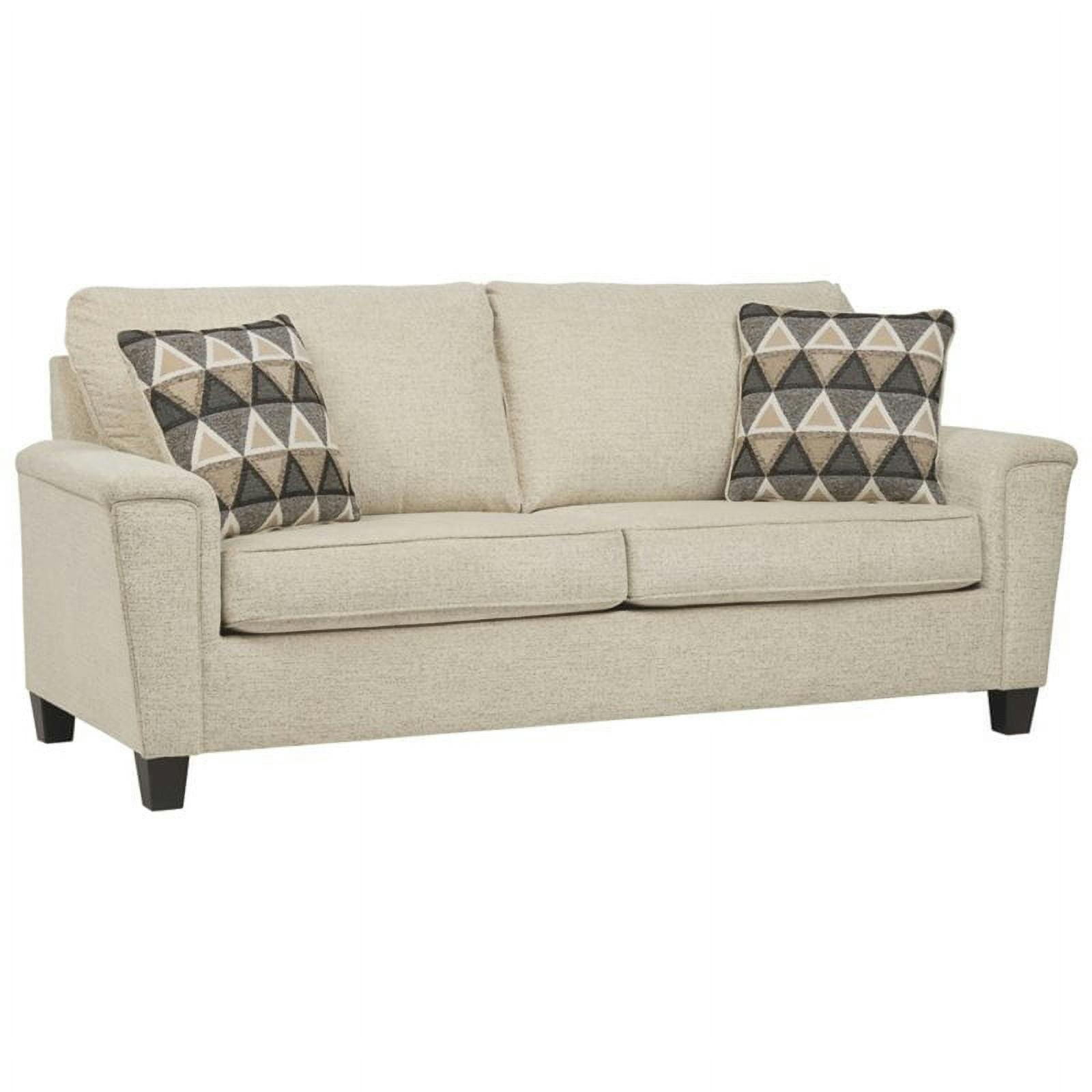Modern Beige Fabric Sofa with Removable Cushions and Track Arm, 89"