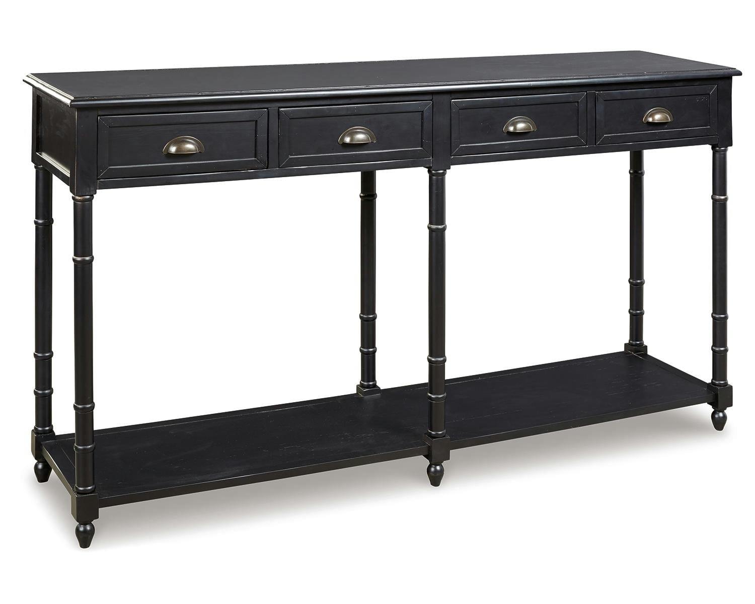 Transitional Black Wood Console Table with Storage