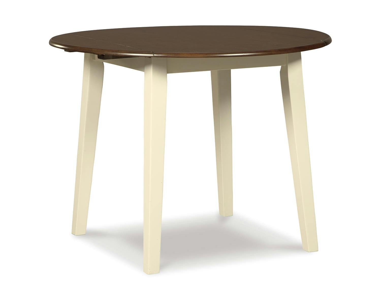 Cottage Charm Cream and Brown Round Extendable Dining Table
