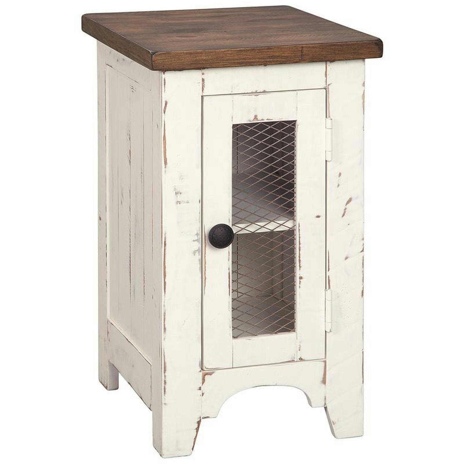 Modern Farmhouse Two-Tone Chairside Table with Storage