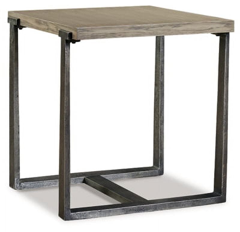 Contemporary Dalenville 22" Black and Gray Metal-Trimmed Wood End Table