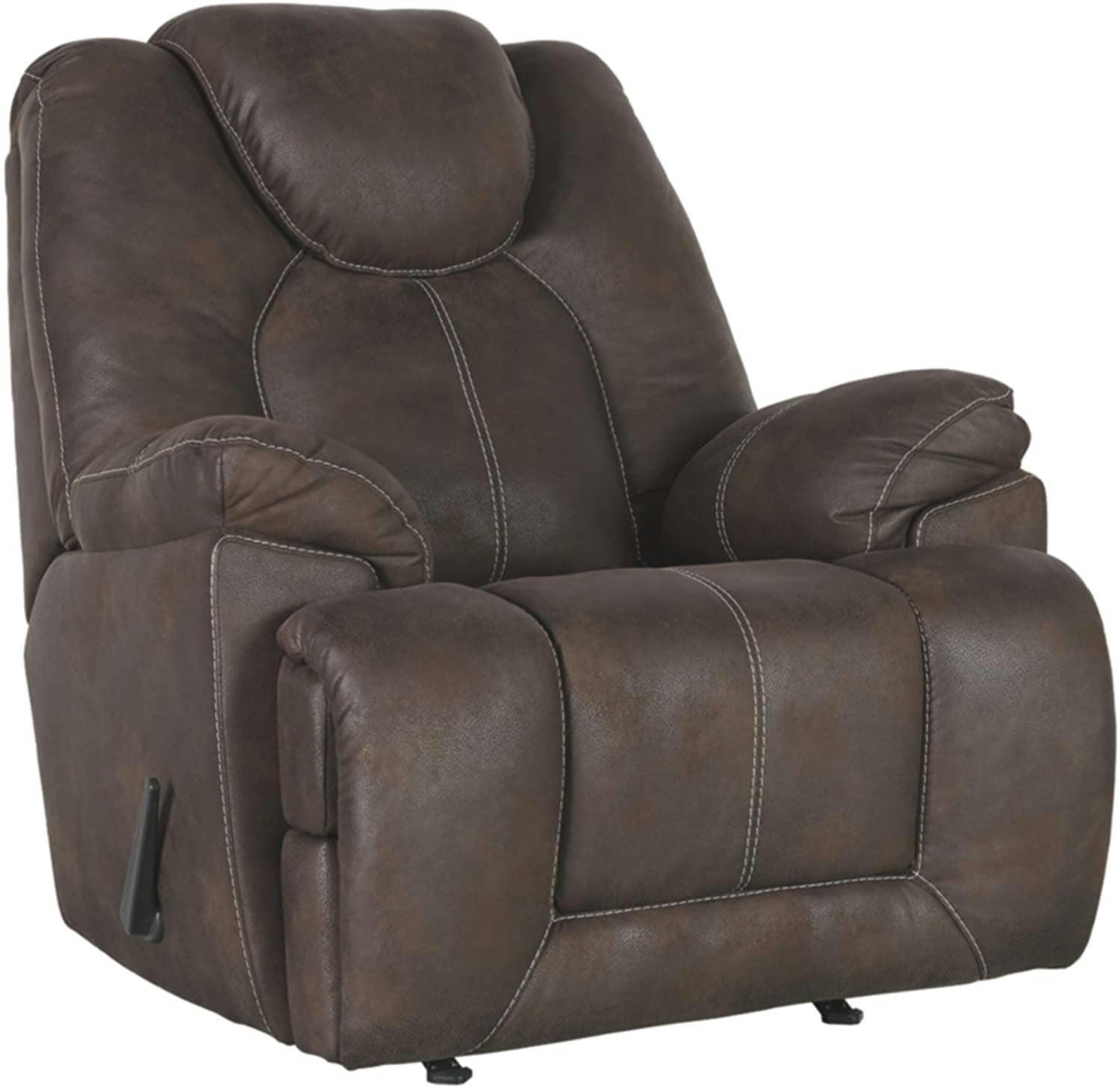 Contemporary Brown Faux Leather Oversized Recliner Chair