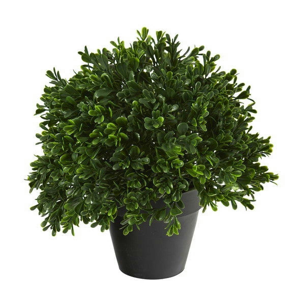 Verdant Boxwood 10" Artificial Topiary in Plastic Pot for Outdoor Use
