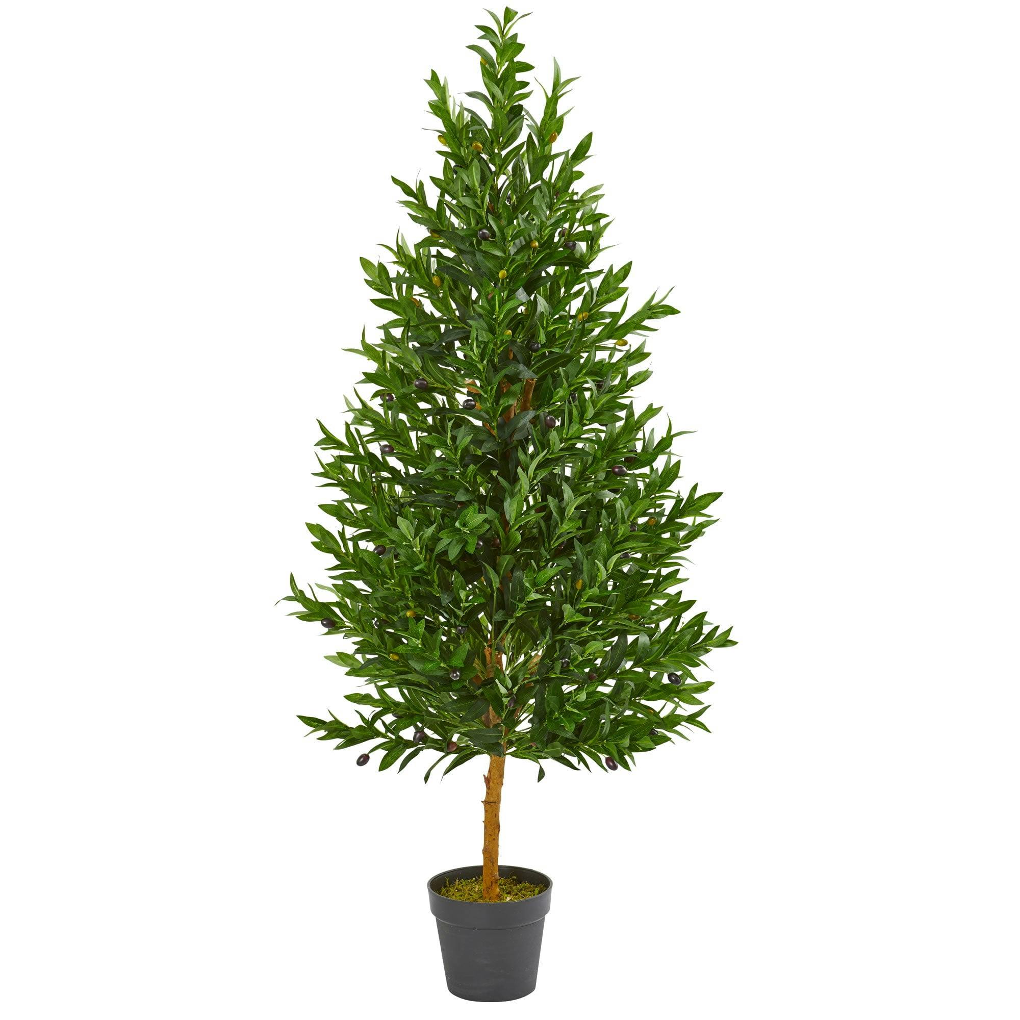 Luminous Silk Outdoor Topiary Tree in Pot with UV-Resistant Foliage, 55"