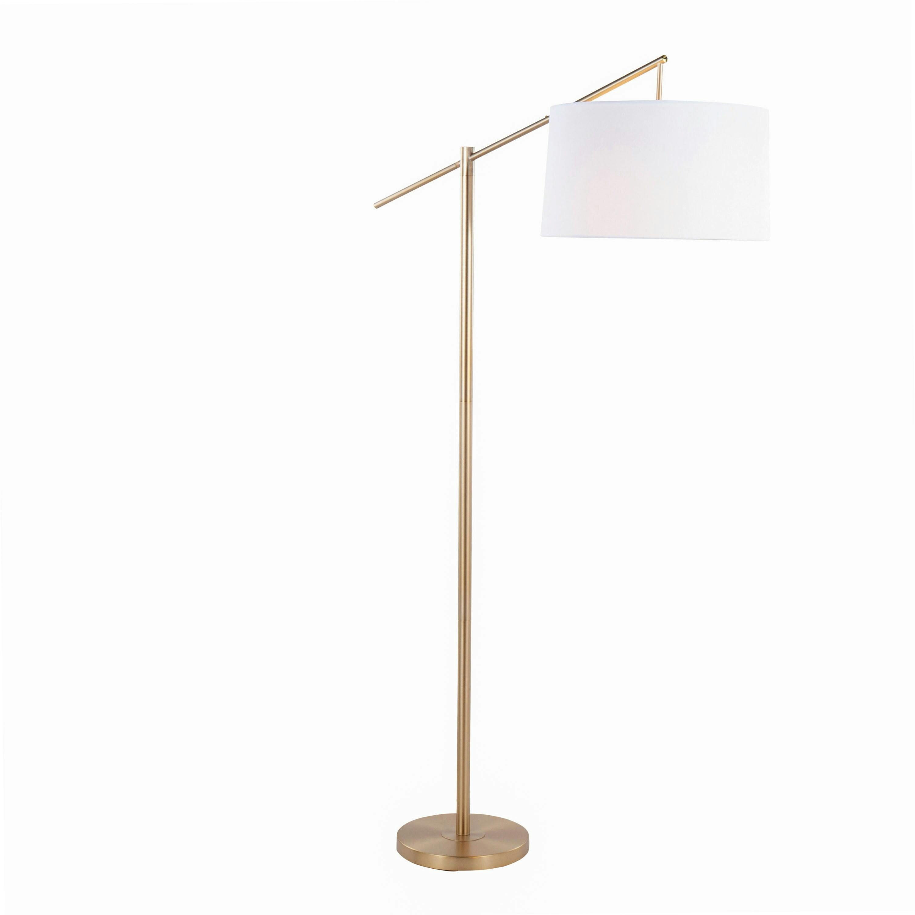 Casper 69" Gold Plated Metal Floor Lamp with Off-White Linen Shade