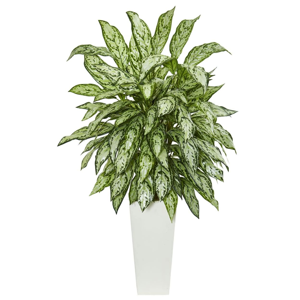 Elegant Silver Queen 43" Artificial Plant in White Tower Planter