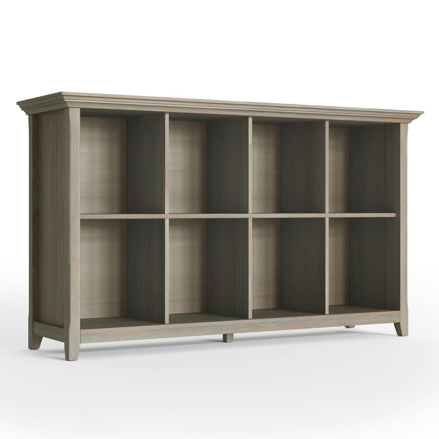 Distressed Grey Solid Wood 8-Cube Storage Console Table