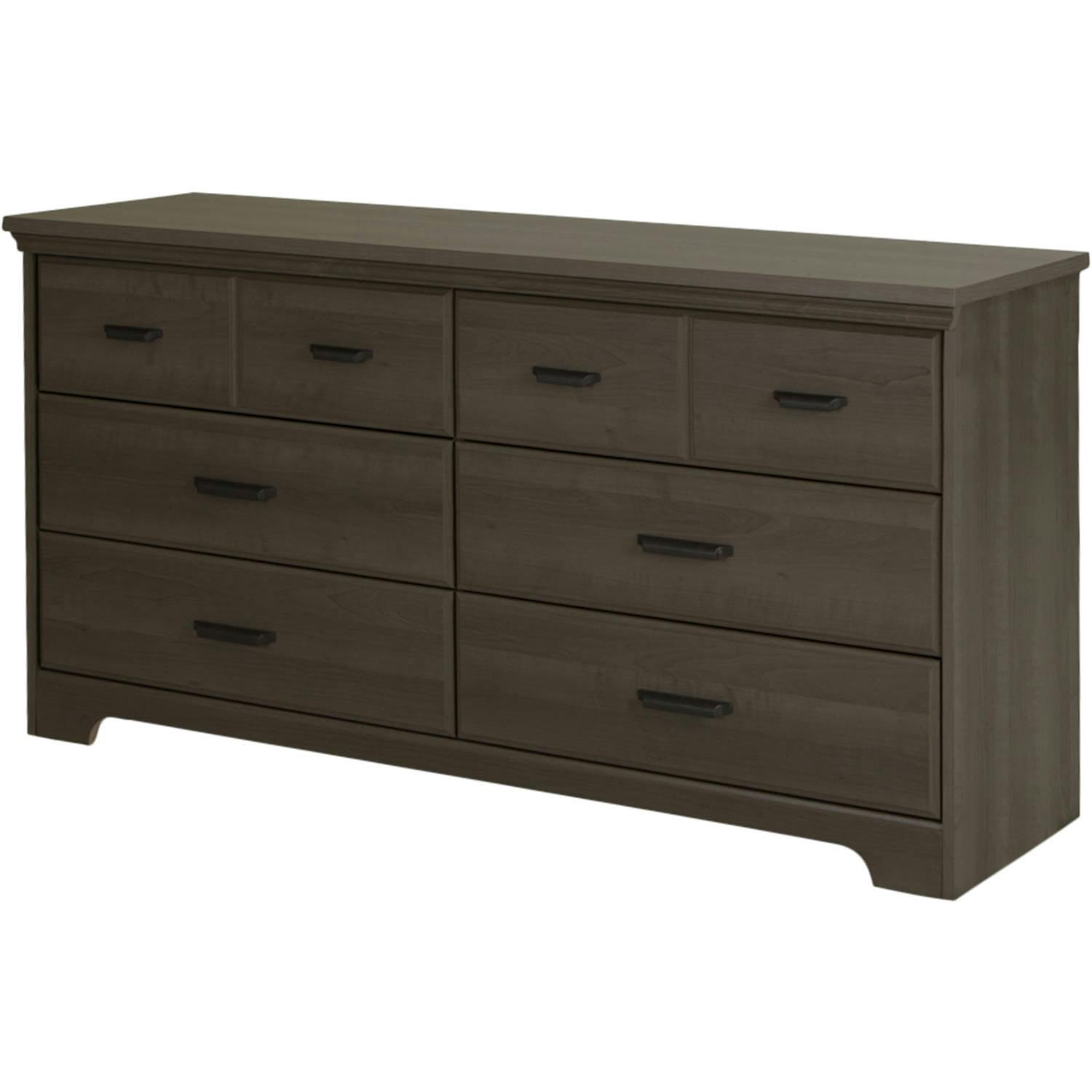 Cottage Charm Gray Maple 6-Drawer Double Dresser with Soft Close