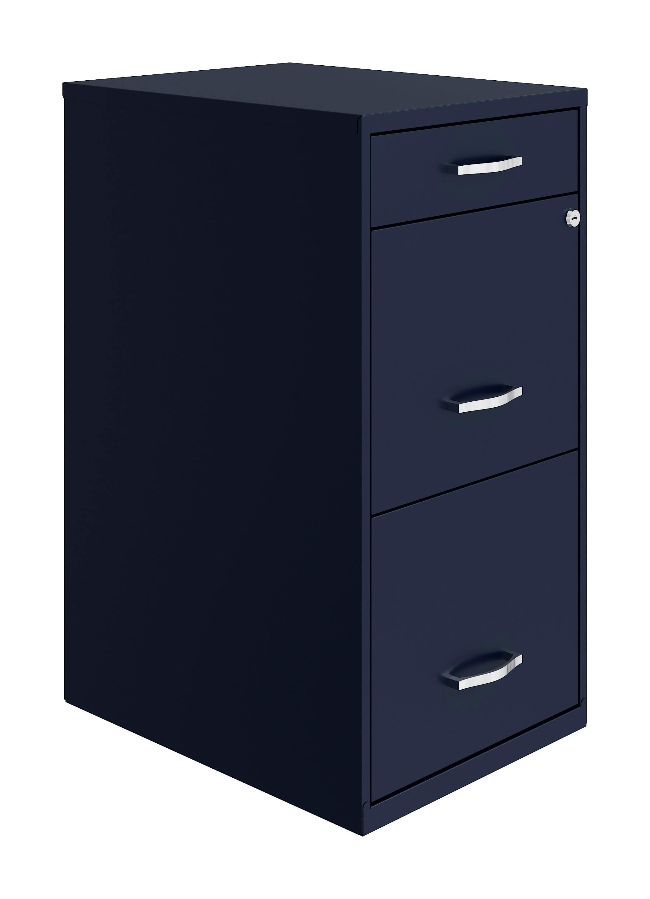 Navy Blue 3-Drawer Lockable Steel Pedestal File Cabinet