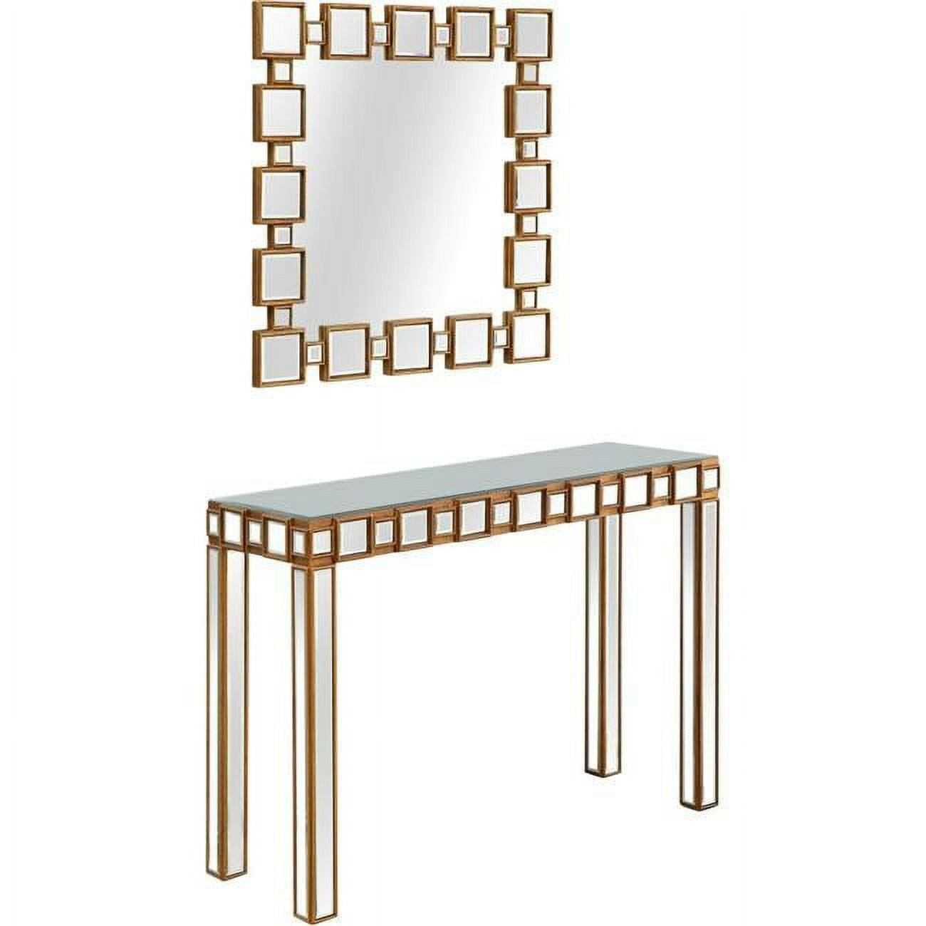 Contemporary Mirrored Wood Console Table with Storage