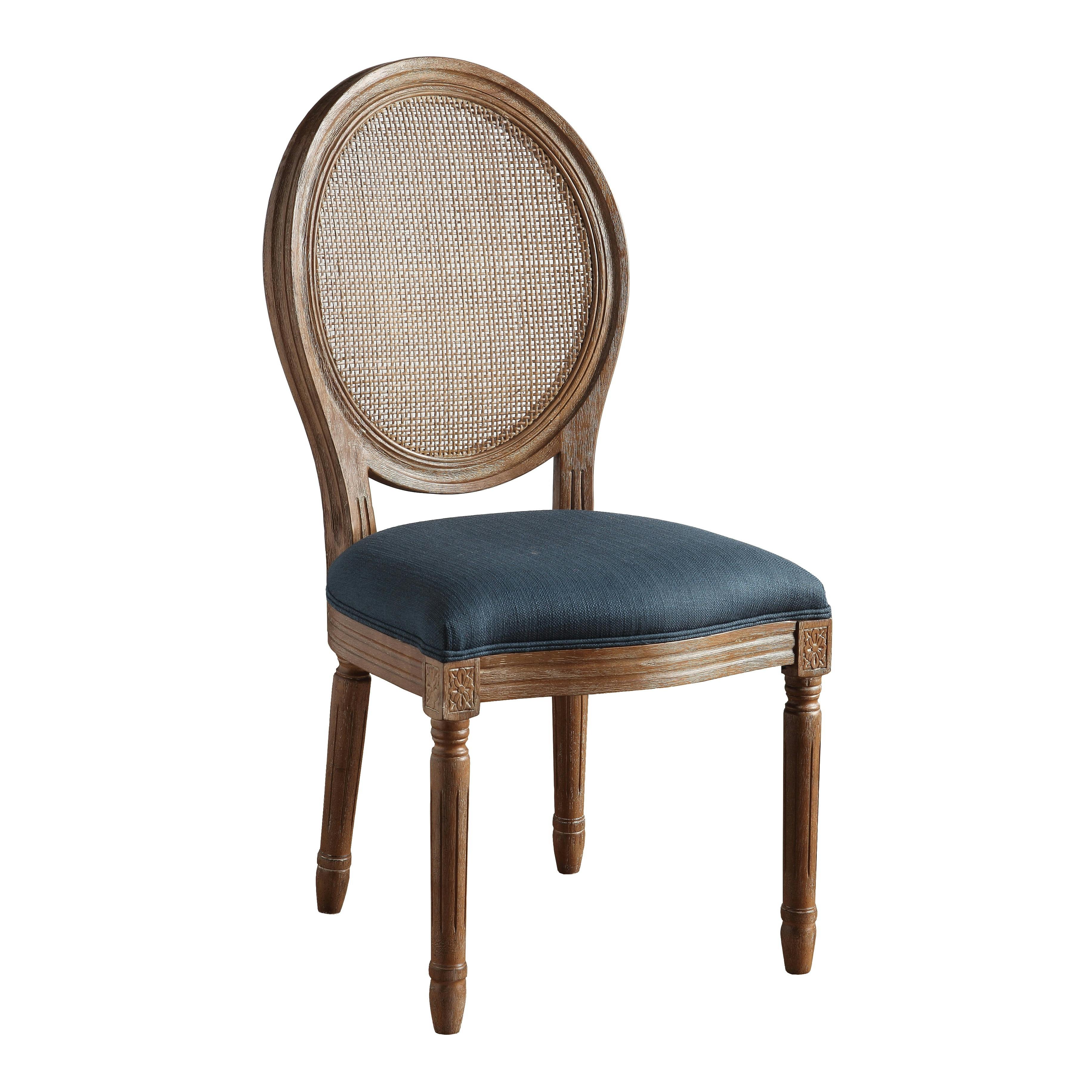 Azure Blue Stella Oval Wood Back Accent Chair