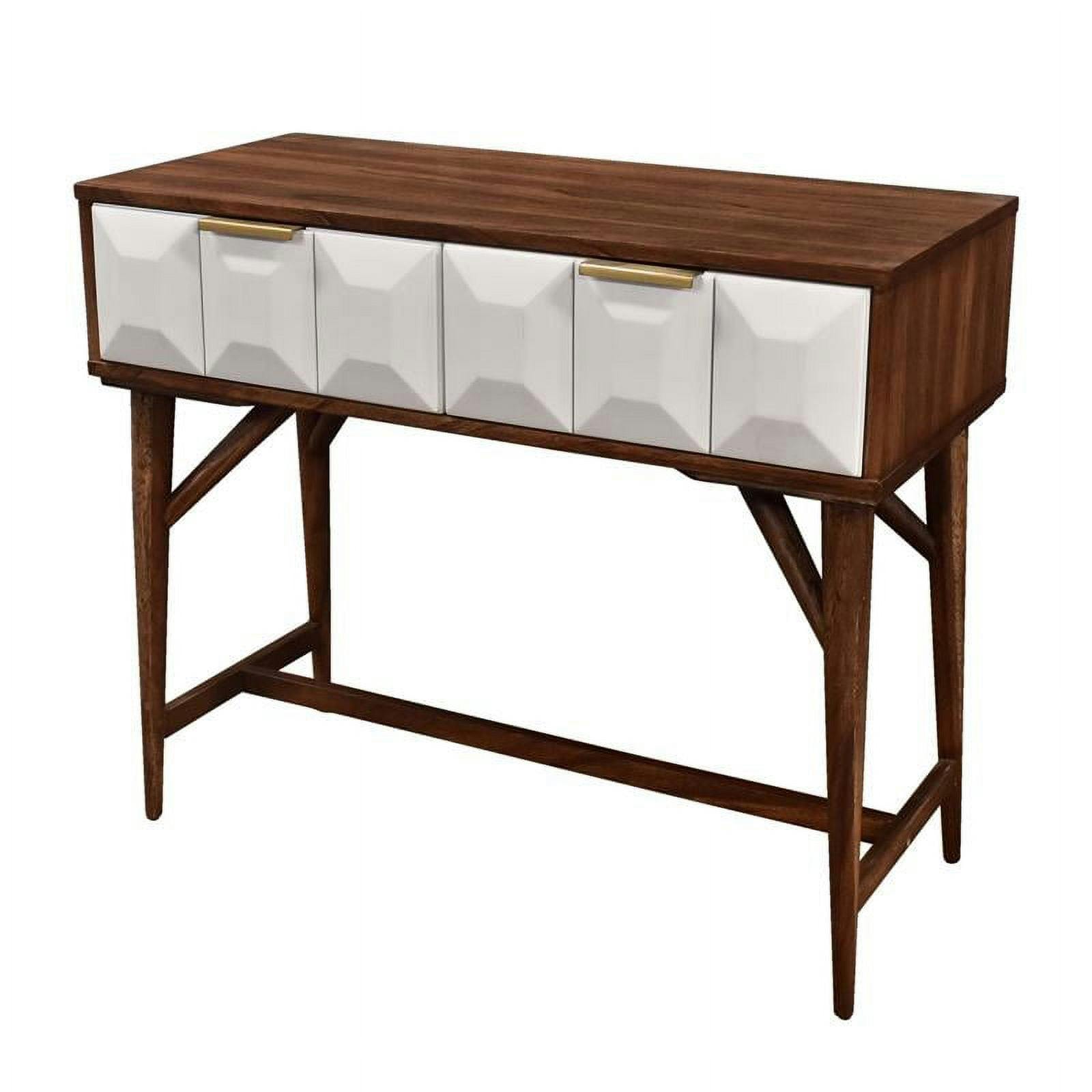 Burnished Walnut Mid-Century Console Table with Storage