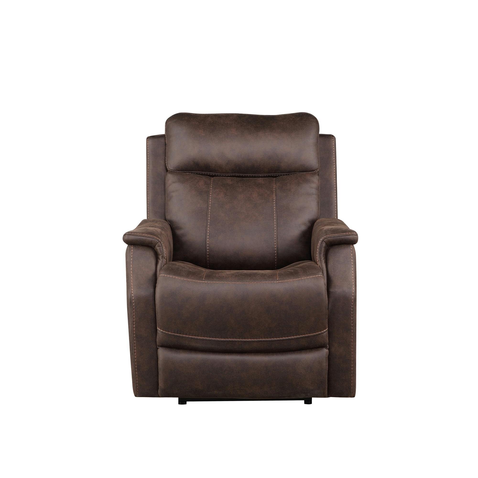 Contemporary Walnut Faux Leather Compact Recliner with USB