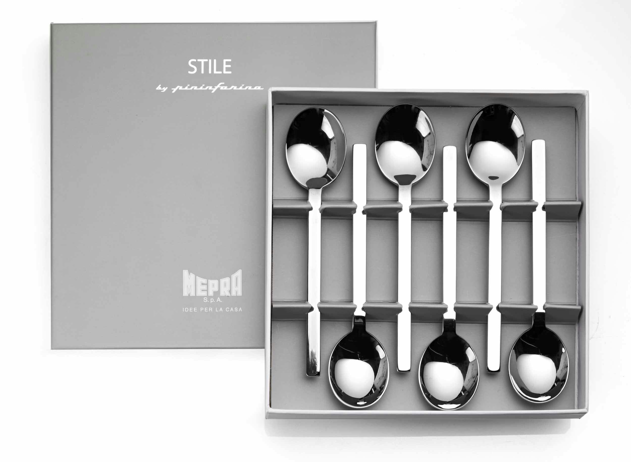 Eleganza 18/10 Stainless Steel 6-Piece Coffee Spoon Set with Double Serration