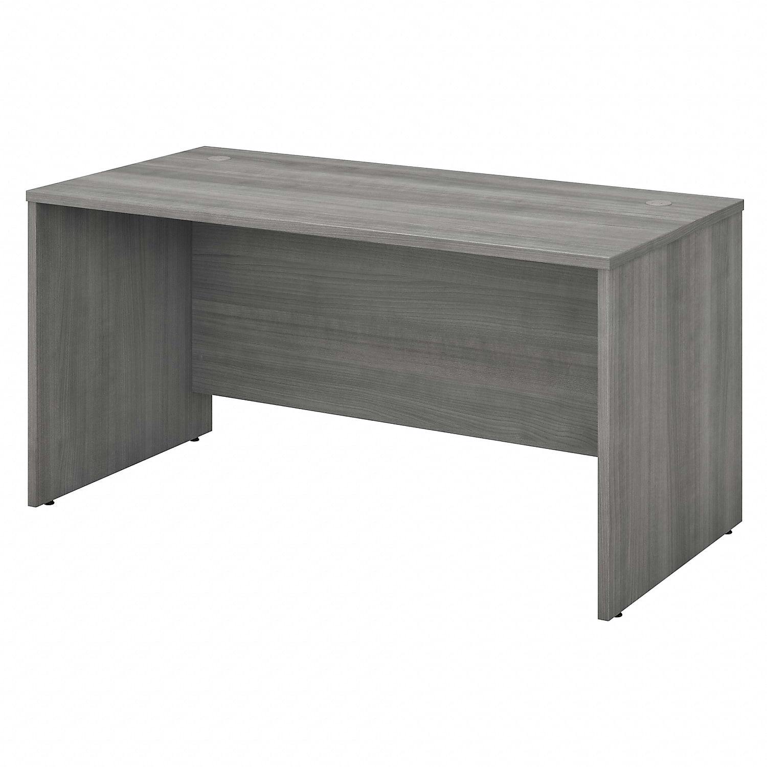 Platinum Gray Contemporary Office Desk with Drawer and Cable Management