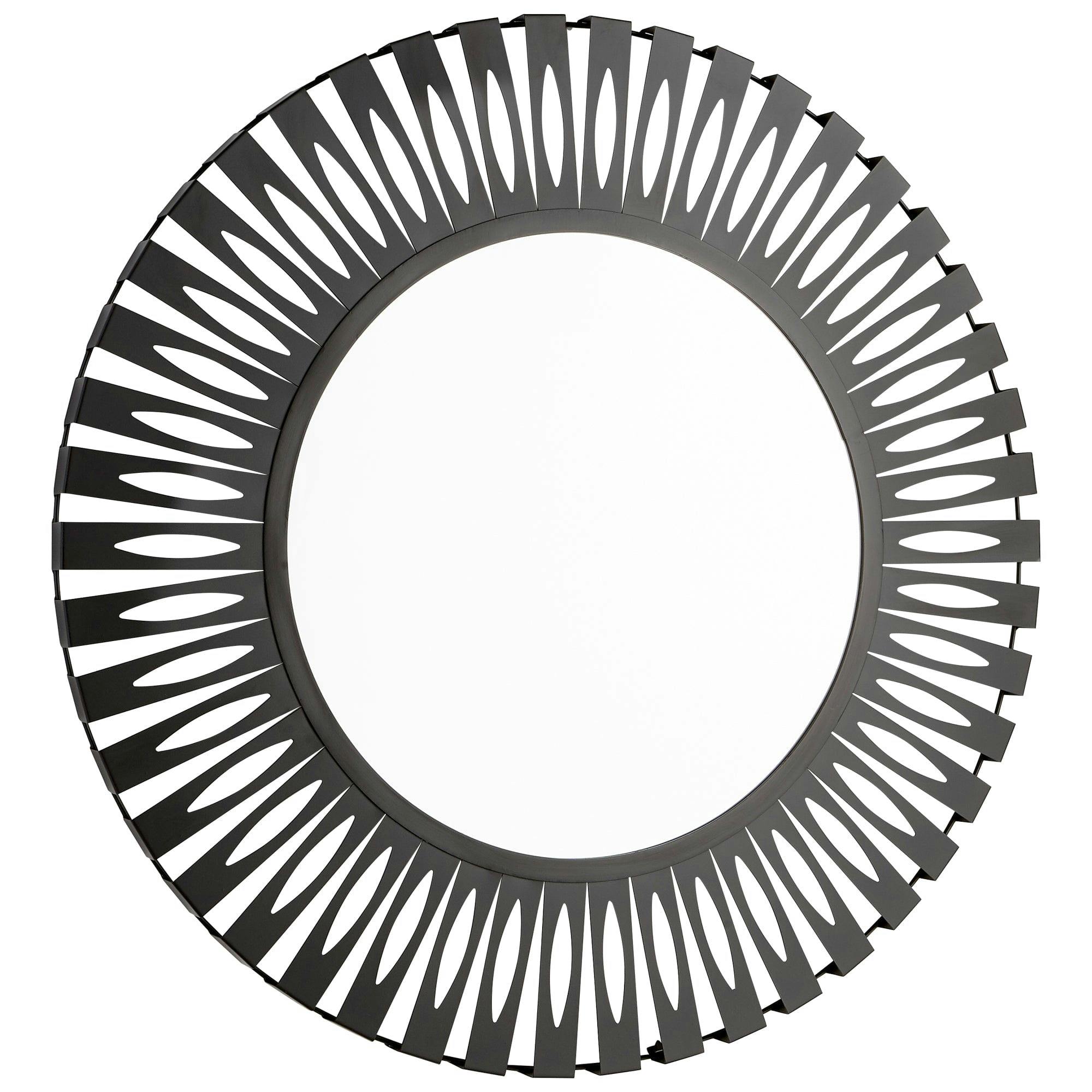Contemporary Black Iron Sun Dial 43" Round Mirror