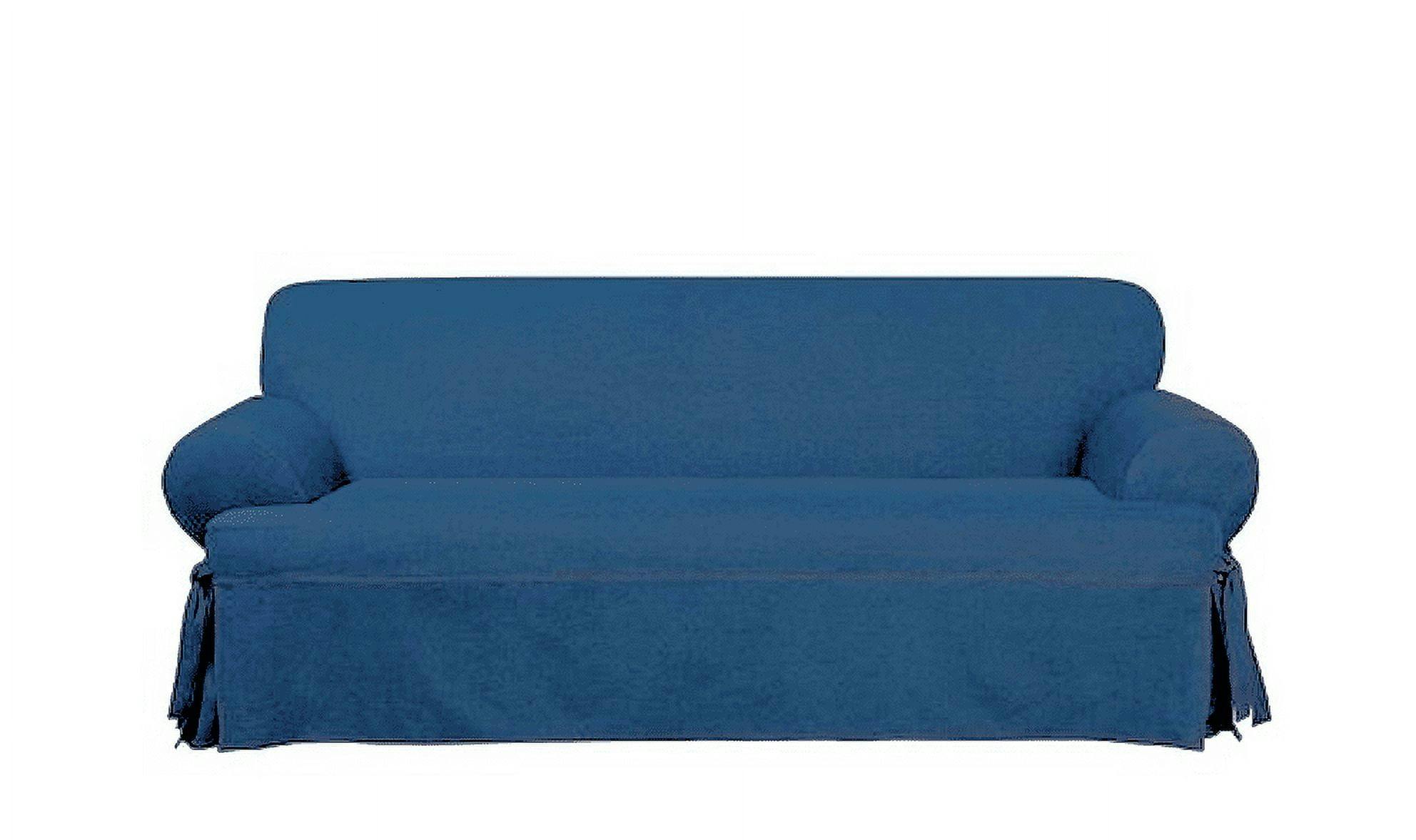 Indigo Denim Relaxed Fit T-Cushion Loveseat Slipcover