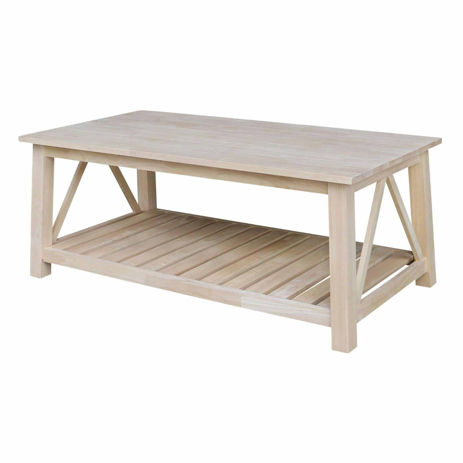 Surrey 57'' Unfinished Solid Parawood Traditional Coffee Table