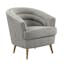 Modern Light Grey Velvet Barrel Accent Chair with Wood Accents