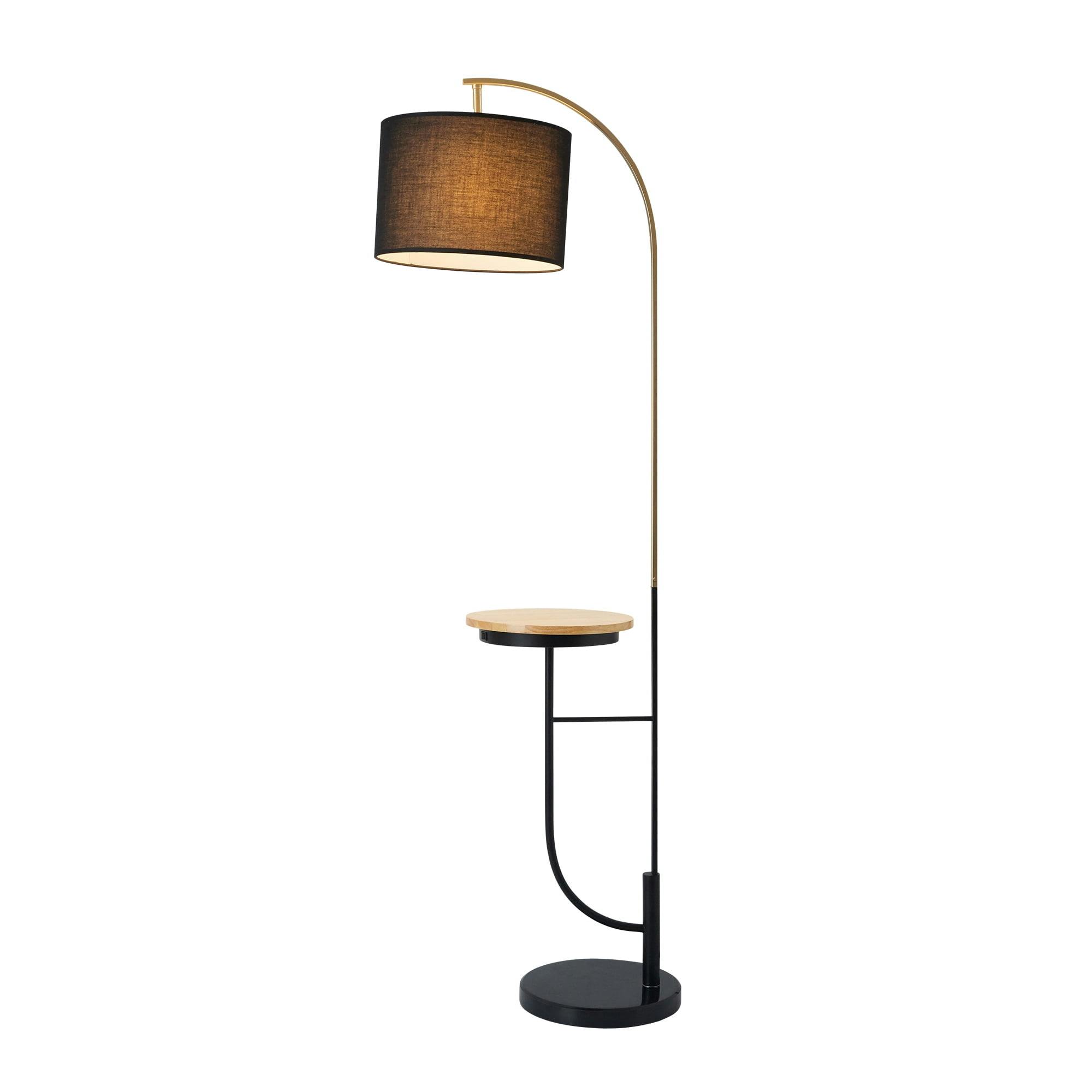 Danna 65" Black Arc Outdoor Floor Lamp with Table & USB Port
