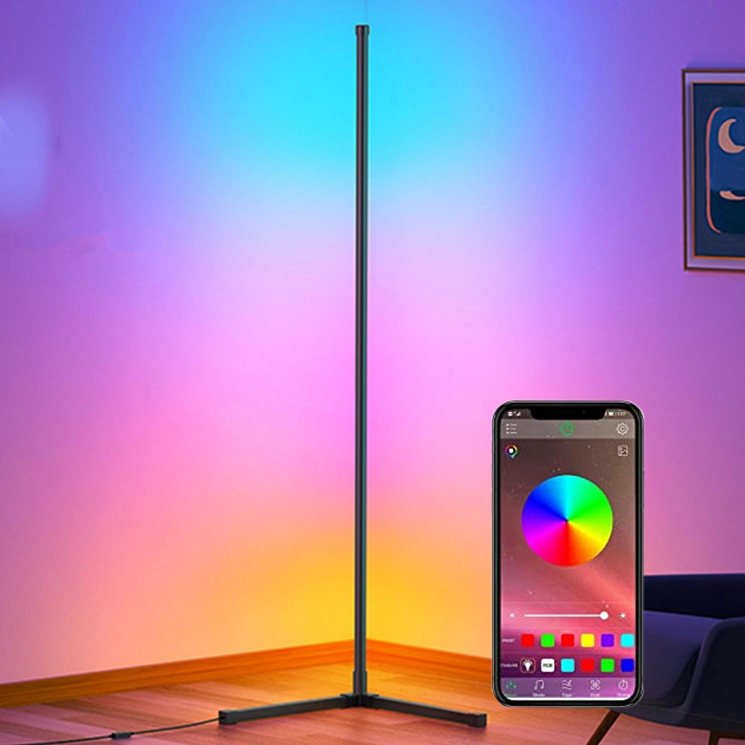 Alexa & Google Assistant Enabled LED Smart Corner Floor Lamp
