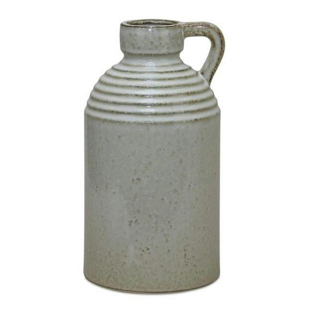 Modern Rustic Grey and Cream Terra Cotta Jug Vase