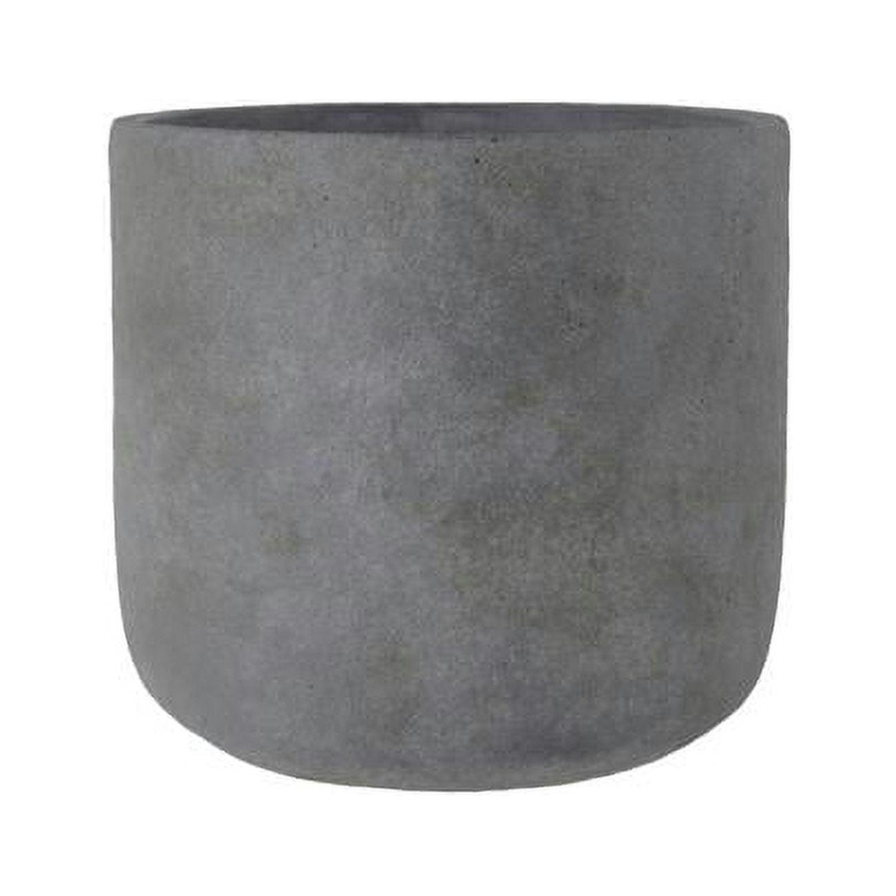 Large Round Terracotta Pot in Dark Gray with Rough Finish
