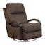 Contemporary Chocolate Swivel Recliner with Espresso Wood Accents