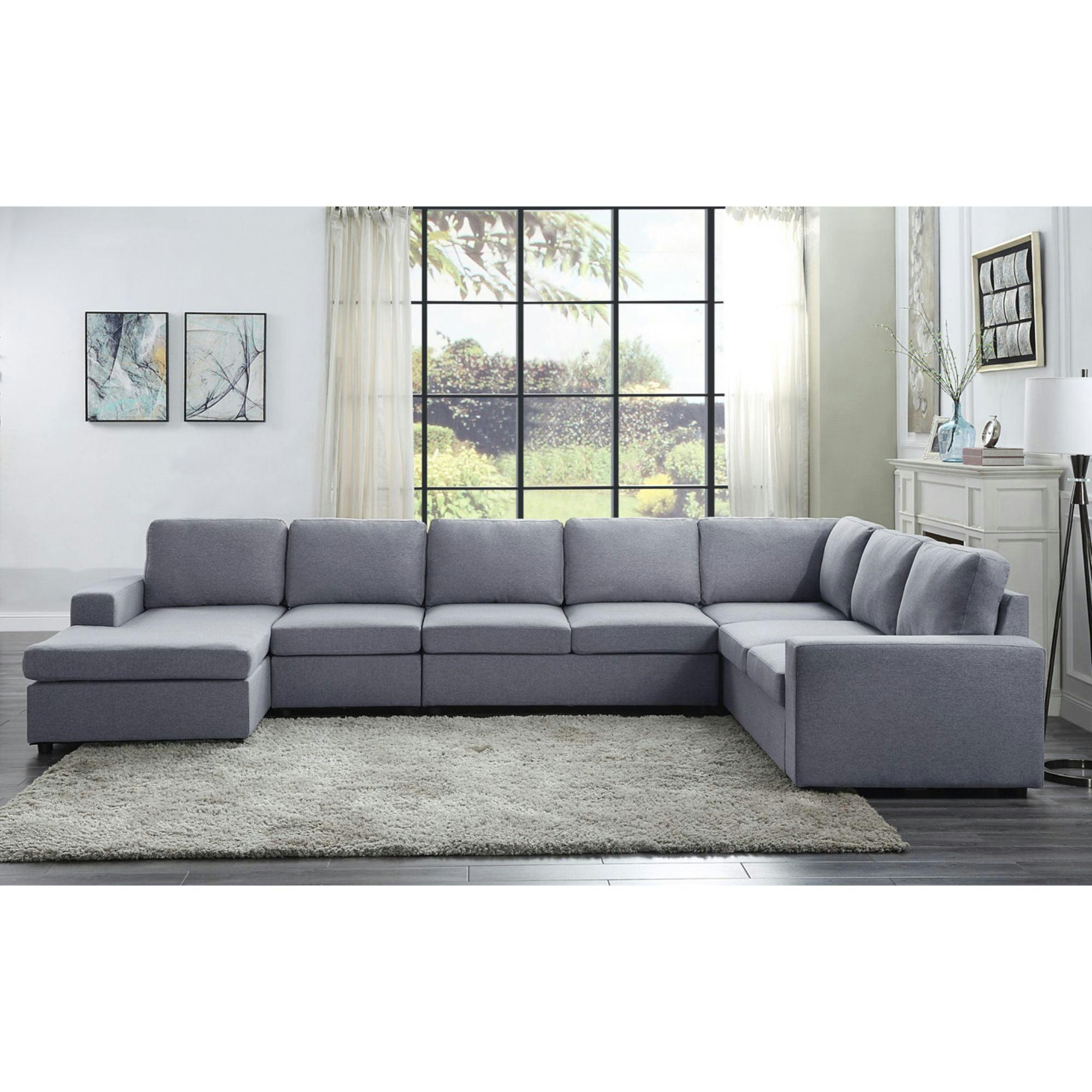 Chicago Bears Inspired Light Gray Modular Sectional Sofa Set, 7-Piece