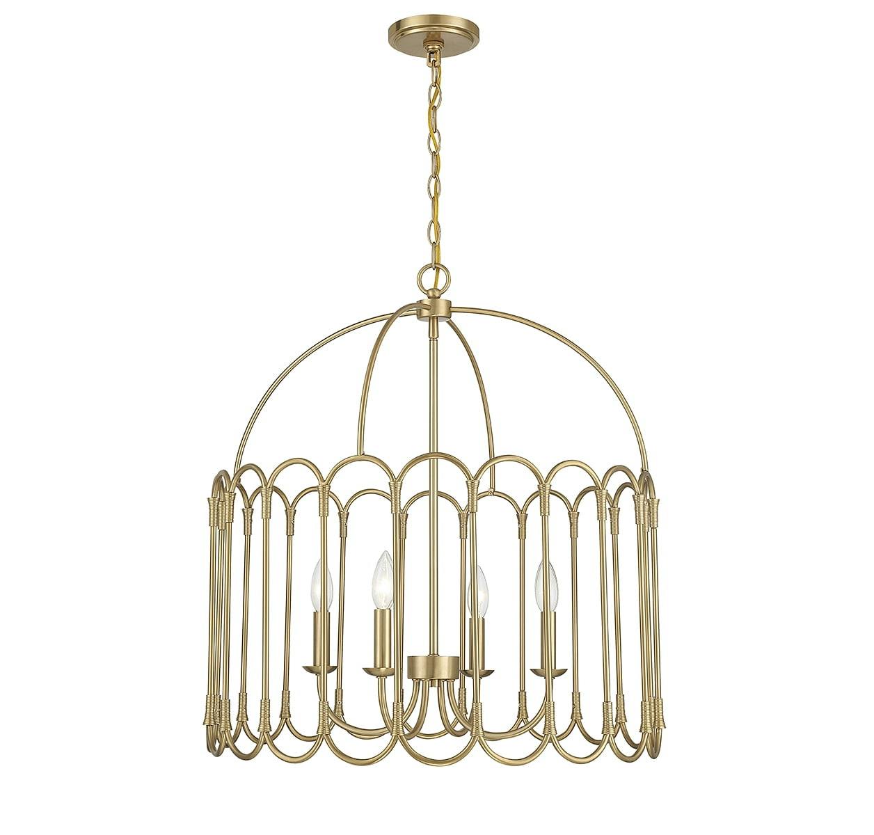 Savoy Meridian Contemporary 4-Light Drum Pendant in Polished Nickel