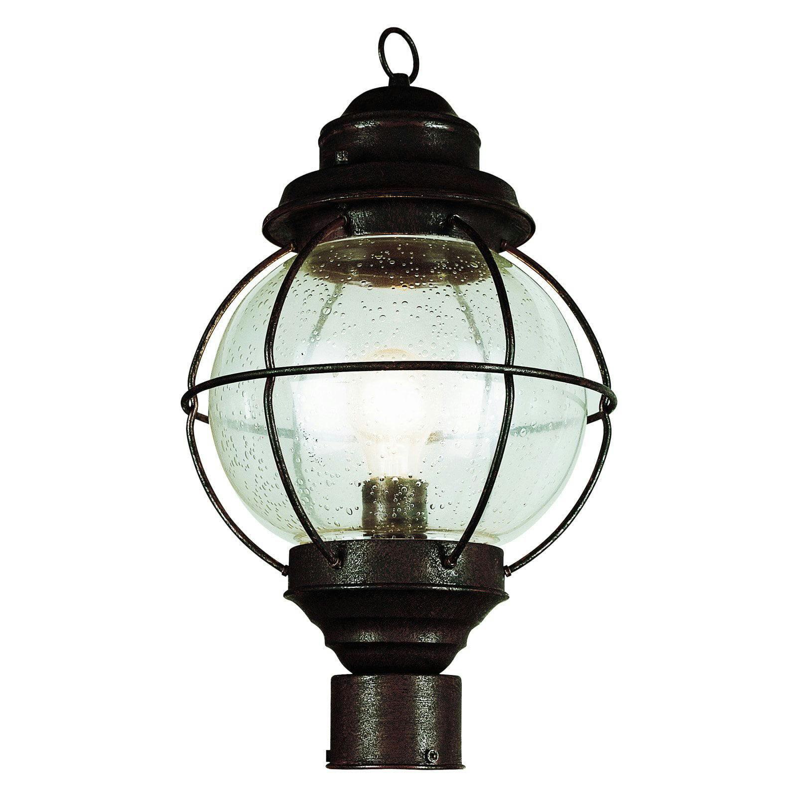 Seaside Charm Rustic Bronze Onion Lantern Post Light with Seeded Glass