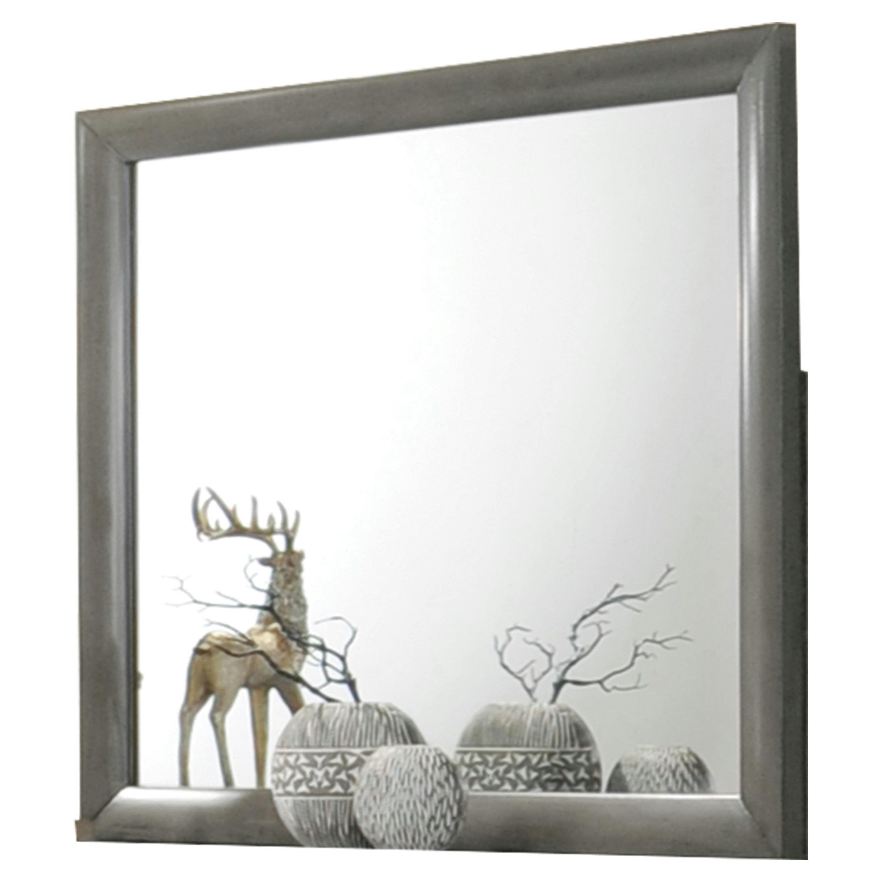 Elegant Oak Grey 39" Rectangular Wood Frame Vanity Mirror