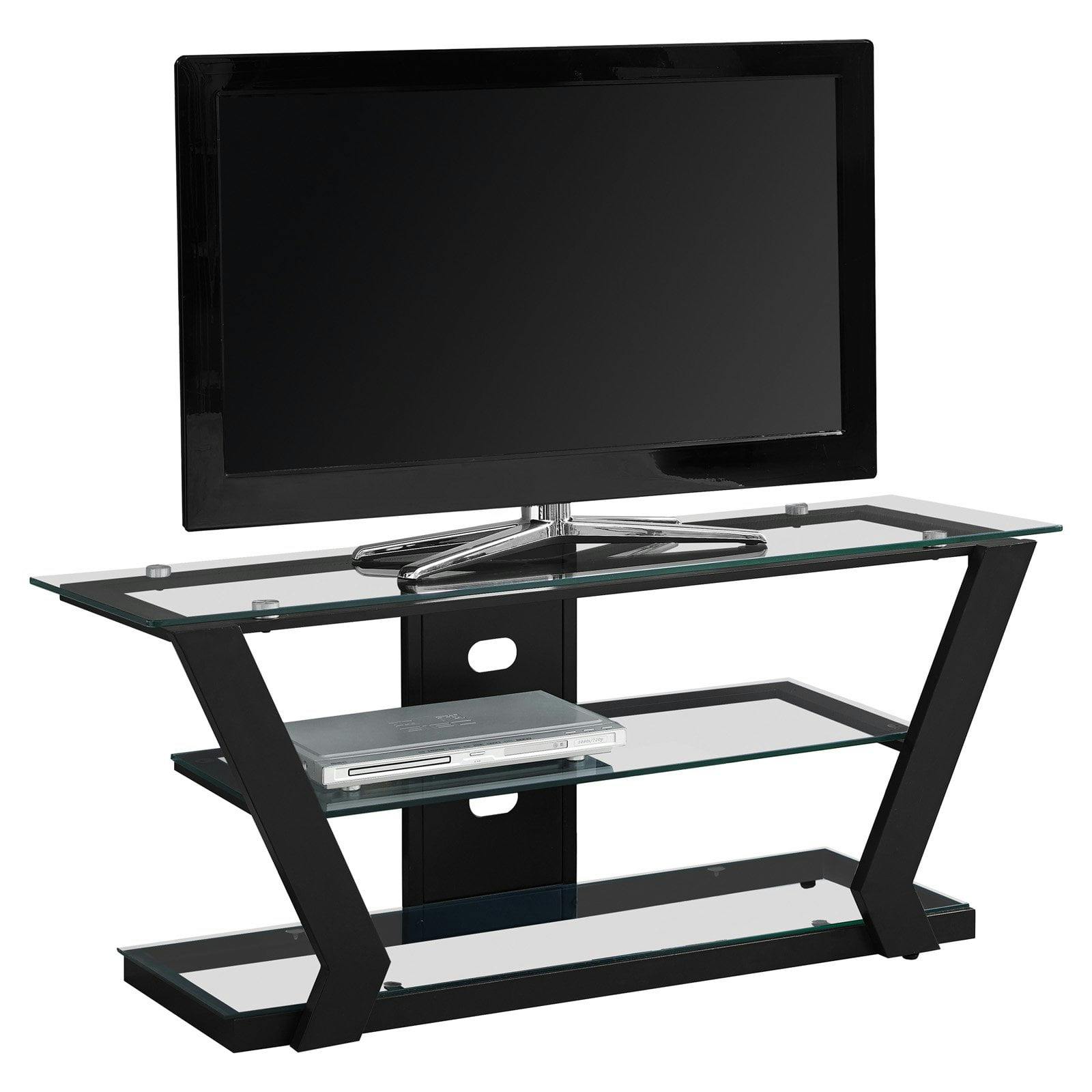 Modern Black Metal and Tempered Glass 48" TV Stand