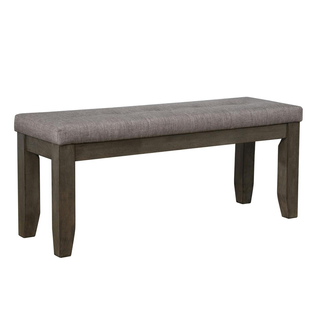 Elegant Dual-Tone Wood and Fabric Bench, Brown & Gray, 48"