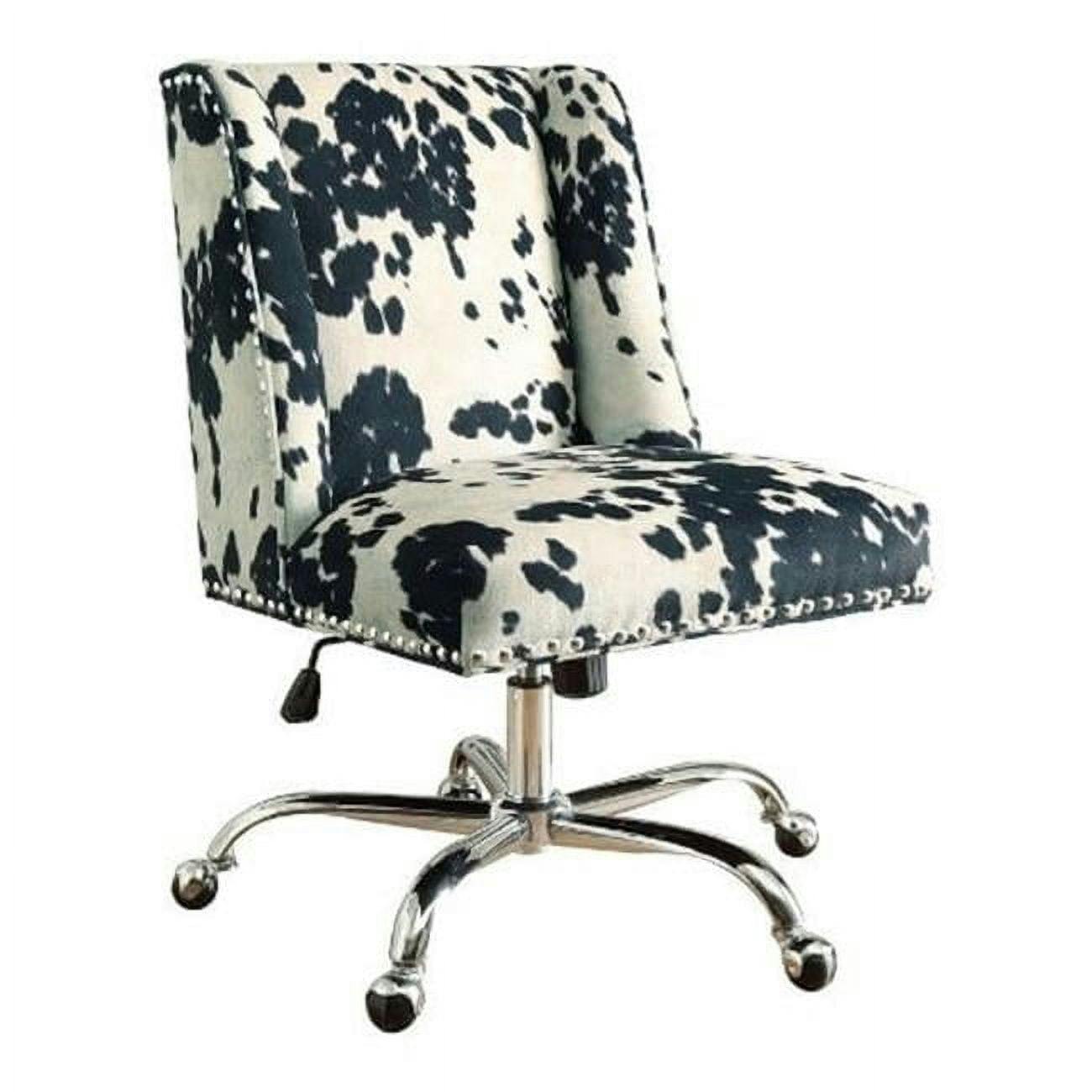 Draper Executive Swivel Office Chair in Black & White Cowhide Print
