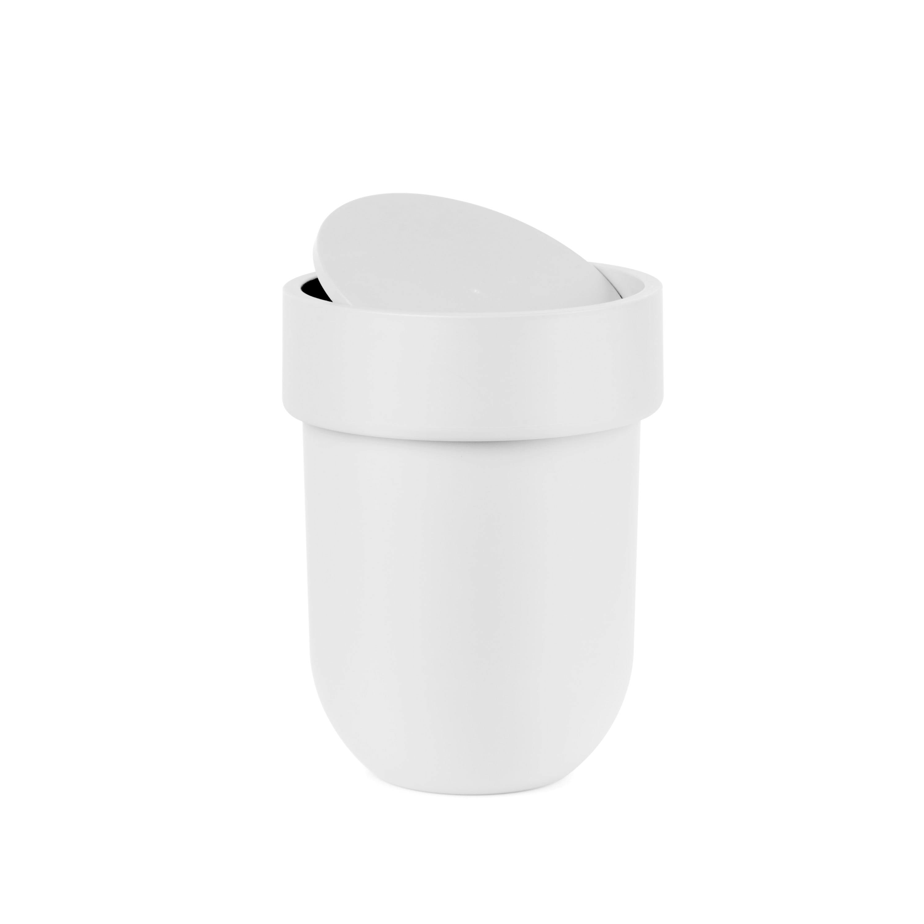 Touch 1.6 gal White Plastic Swing-Top Lidded Waste Can