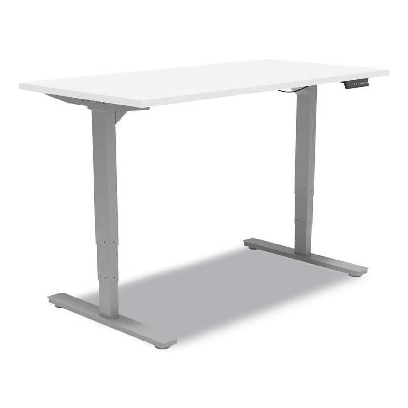 Elevate 55'' White Adjustable Height Sit-Stand Desk with Power Outlet