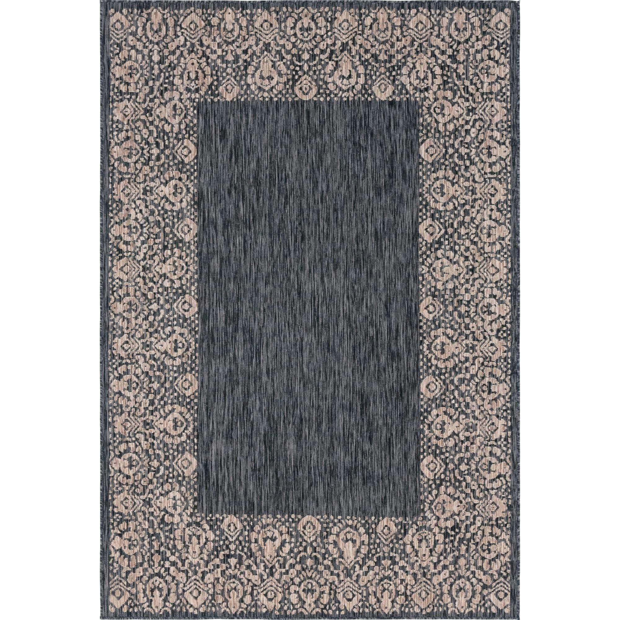 Charcoal Gray Easy-Care Rectangular Outdoor Rug 6' x 9'