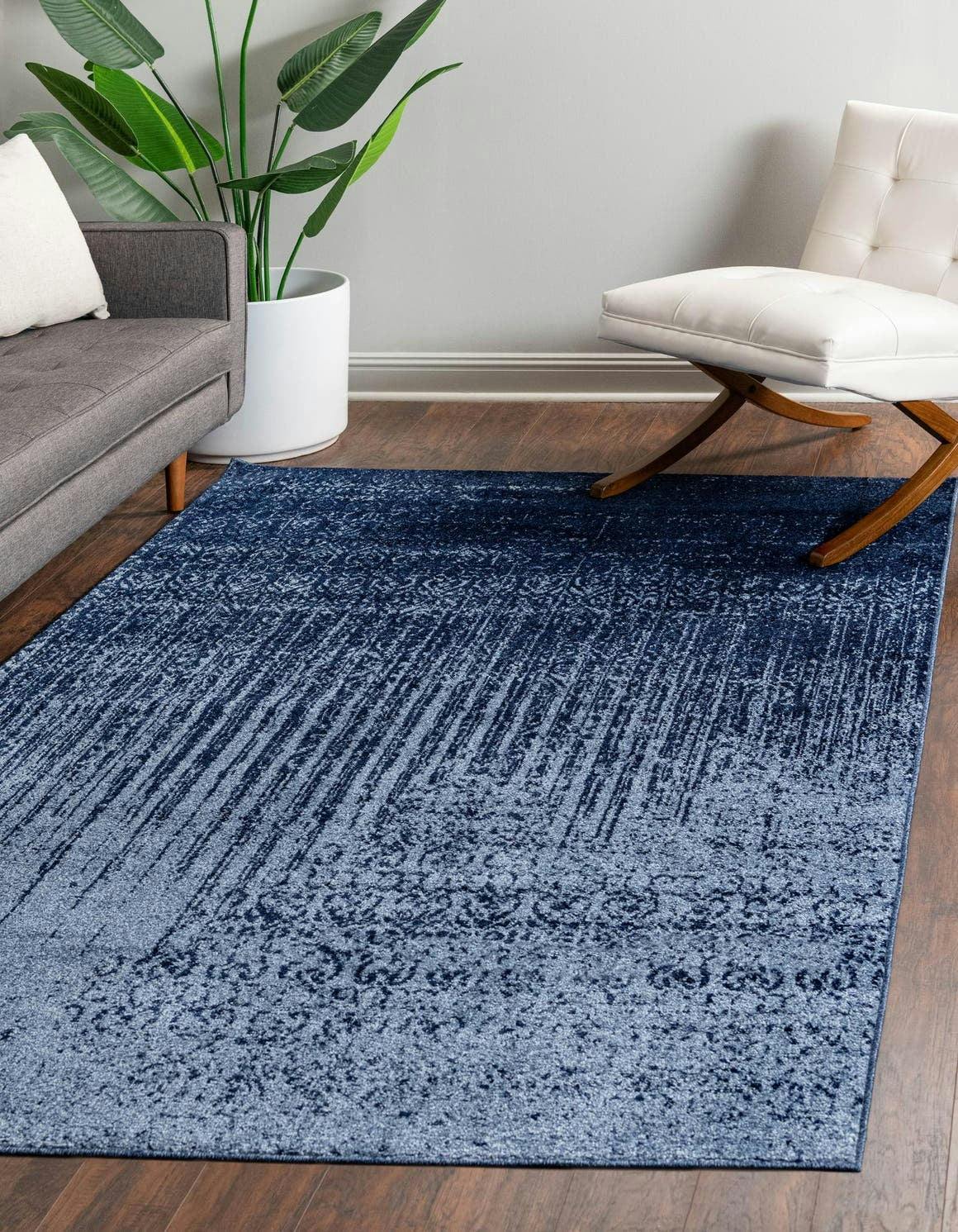 Del Mar Tufted Blue Rectangular Easy-Care Synthetic Rug