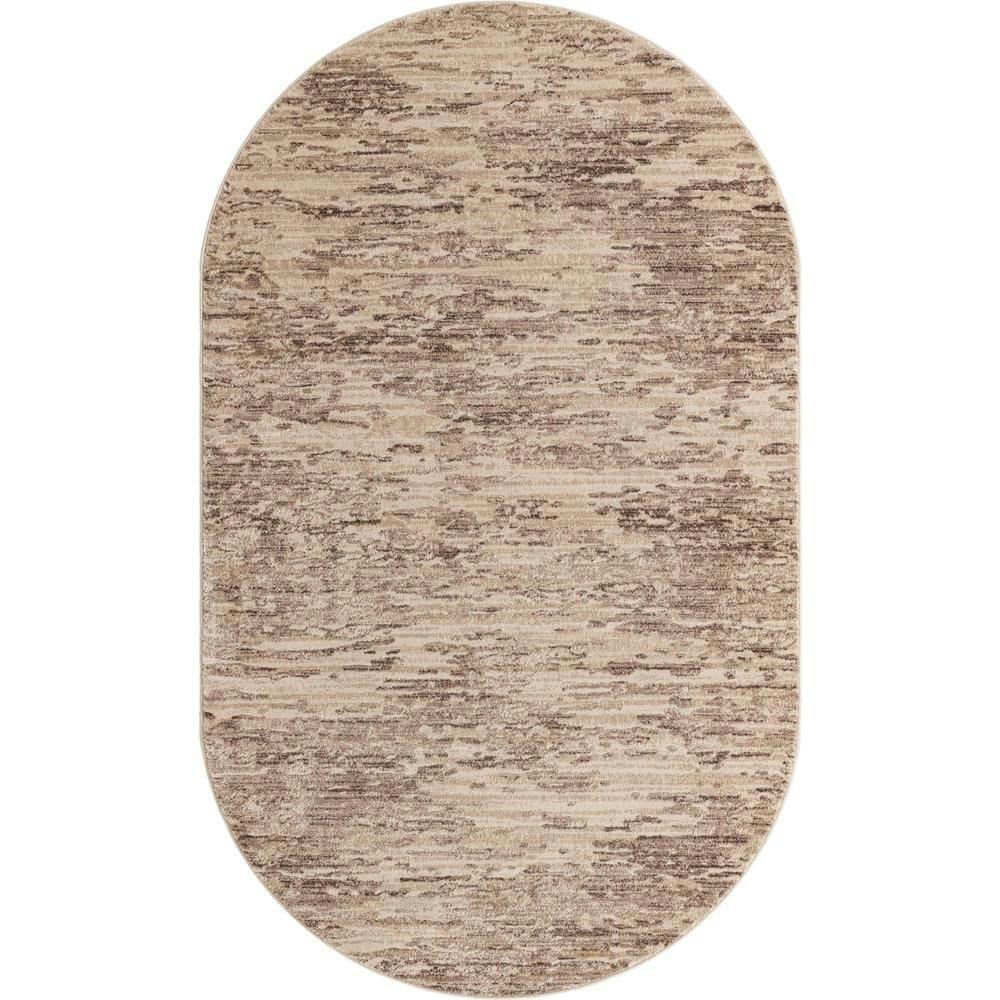 Braided Brown Synthetic 5' x 8' Oval Easy-Care Abstract Rug