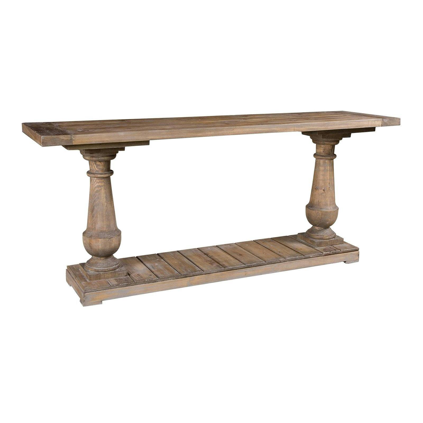 Stony Gray Wash 71'' Salvaged Fir Lumber Console Table with Storage